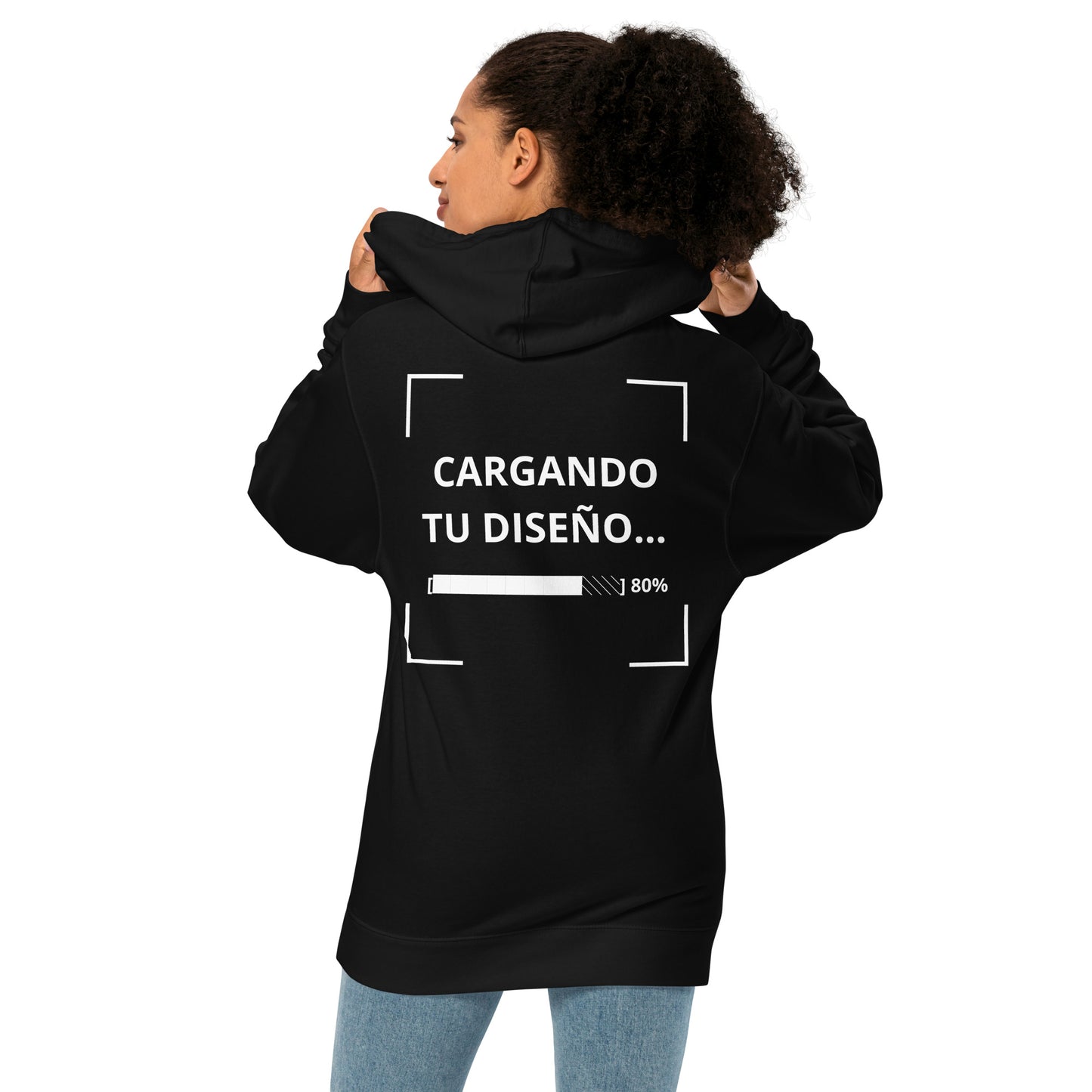 sudadera negra personalizada de peso medio para eventos y branding empresarial