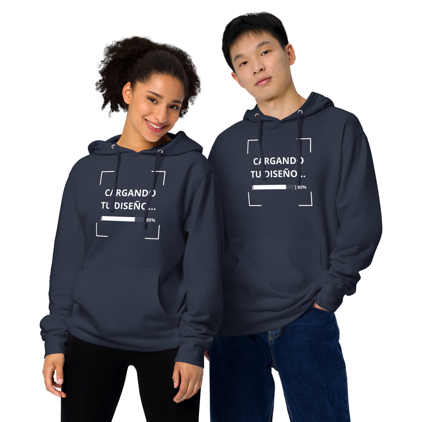 sudadera unisex azul marino de algodón de peso medio para uniformes corporativos