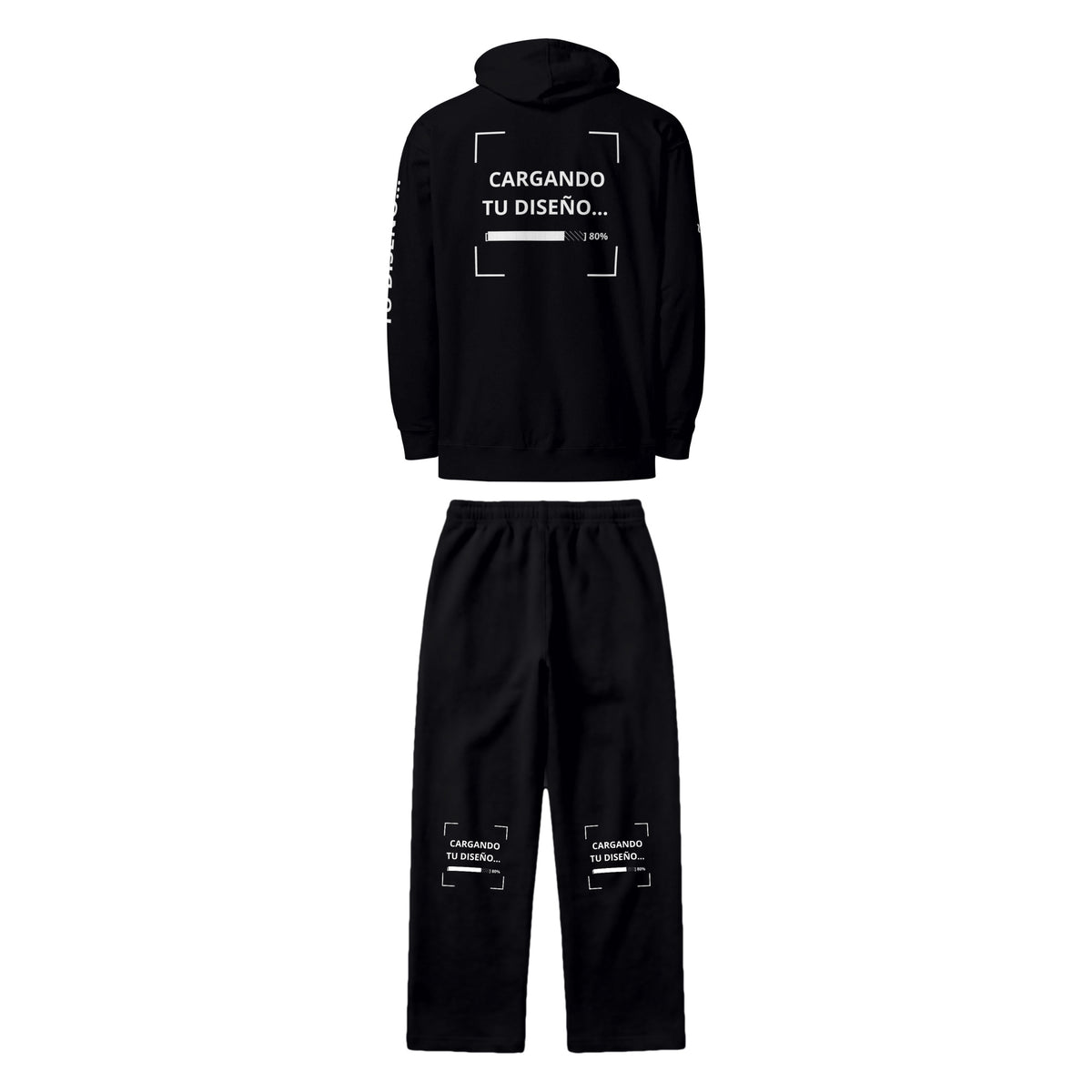 Set Hoodie + Pants de Algodón personalizado en Guatemala – BrandLab – conjunto en color negro, vista espalda