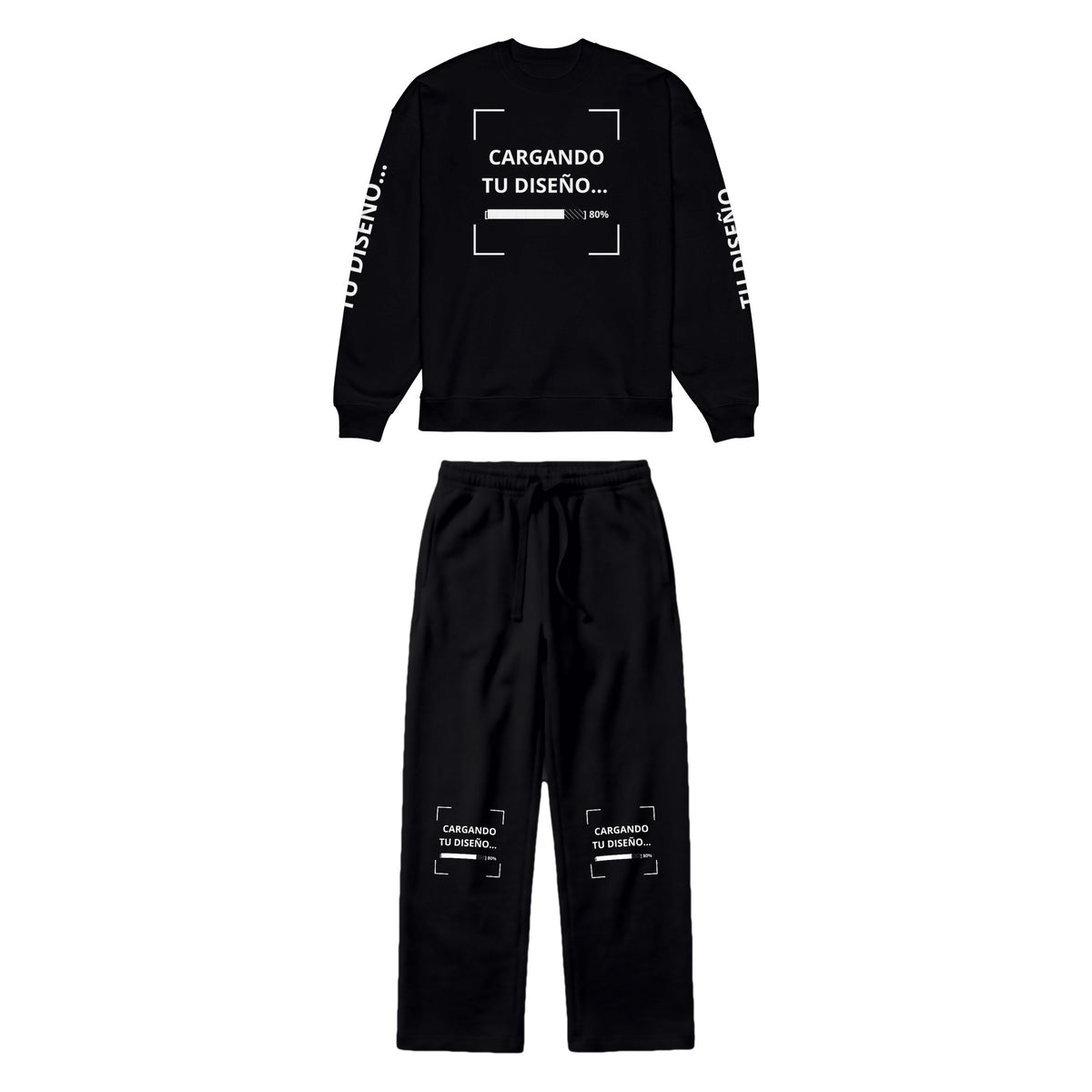 Set Sudadera Oversize + Pants de Algodón personalizado en Guatemala – BrandLab – conjunto en color negro, vista frente