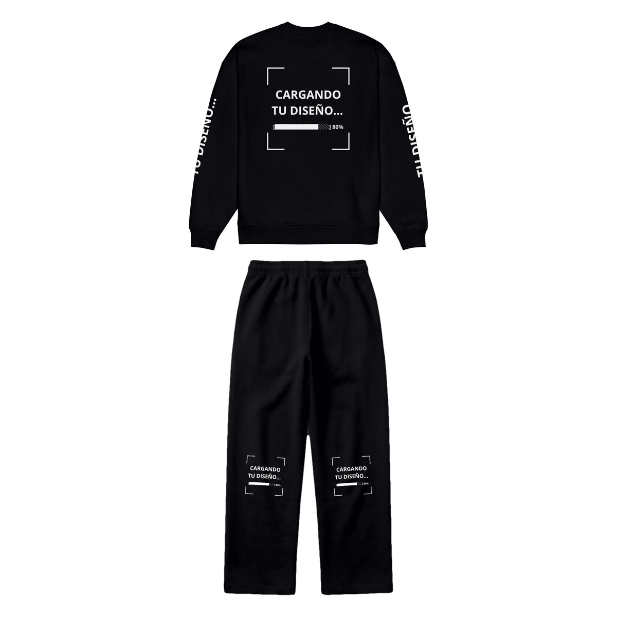 Set Sudadera Oversize + Pants de Algodón personalizado en Guatemala – BrandLab – conjunto en color negro, vista espalda