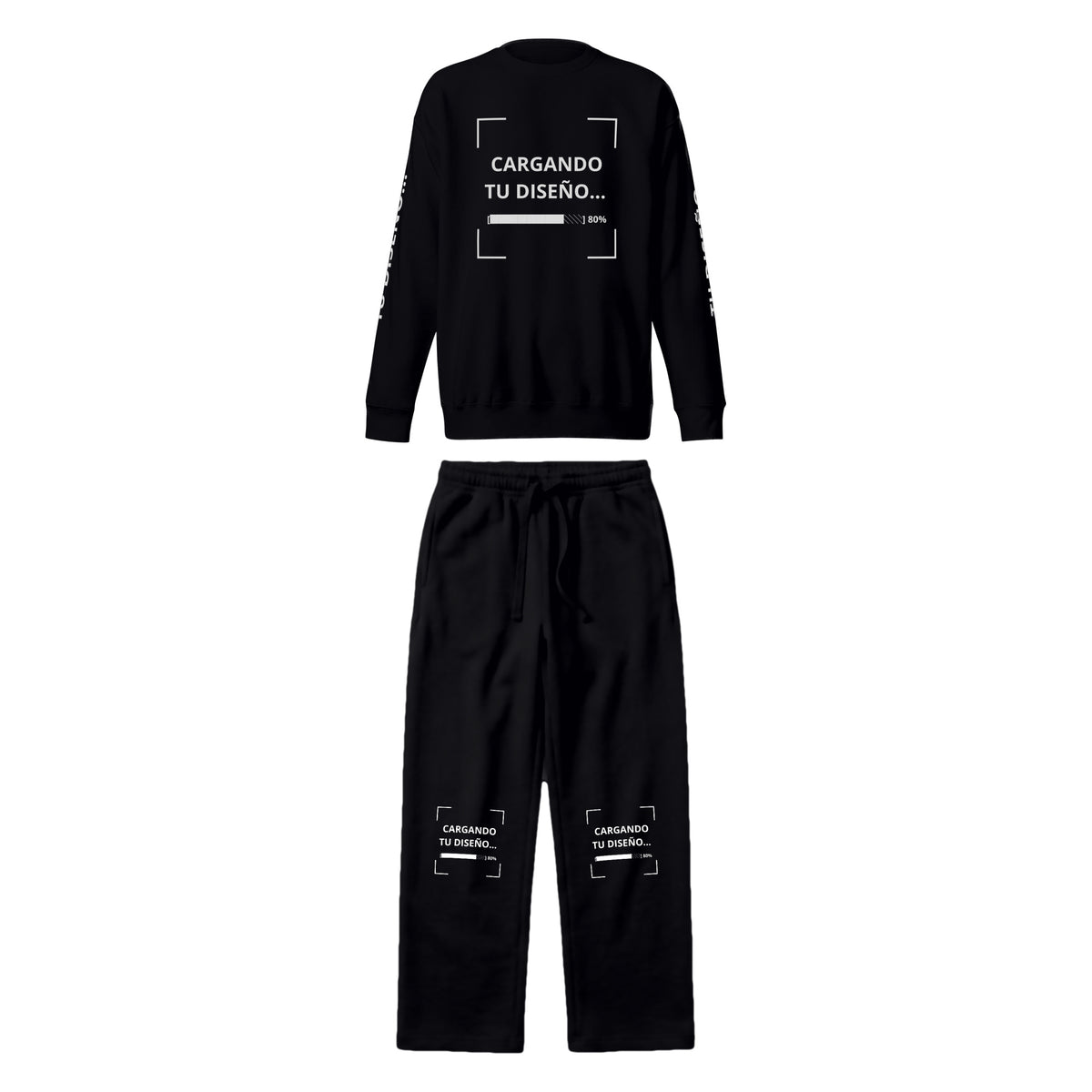 Set Sudadera + Pants de Algodón personalizado en Guatemala – BrandLab – conjunto en color negro, vista frente
