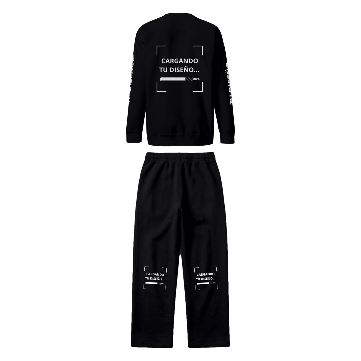 Set Sudadera + Pants de Algodón personalizado en Guatemala – BrandLab – conjunto en color negro, vista espalda