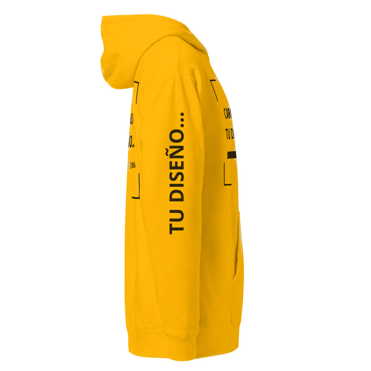 Hoodie Unisex Amarillo Oro personalizado en Guatemala – BrandLab – vista lateral derecho