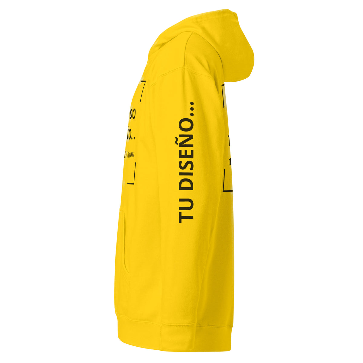 Hoodie Unisex Amarillo personalizado en Guatemala – BrandLab – vista lateral izquierdo