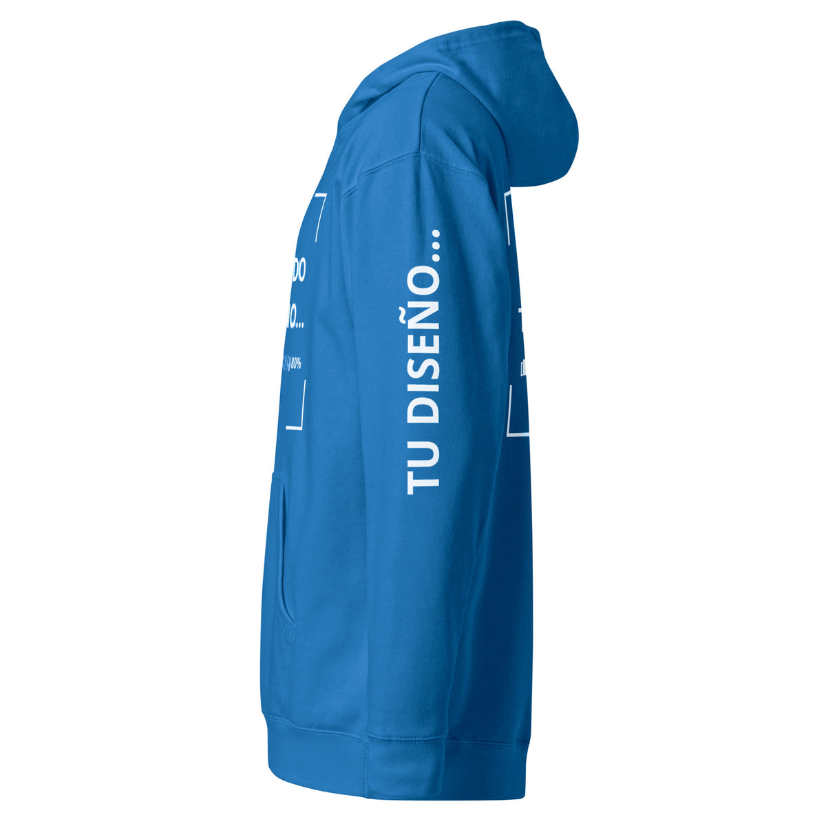 Hoodie Unisex Celeste Oscuro personalizado en Guatemala – BrandLab – vista lateral izquierdo