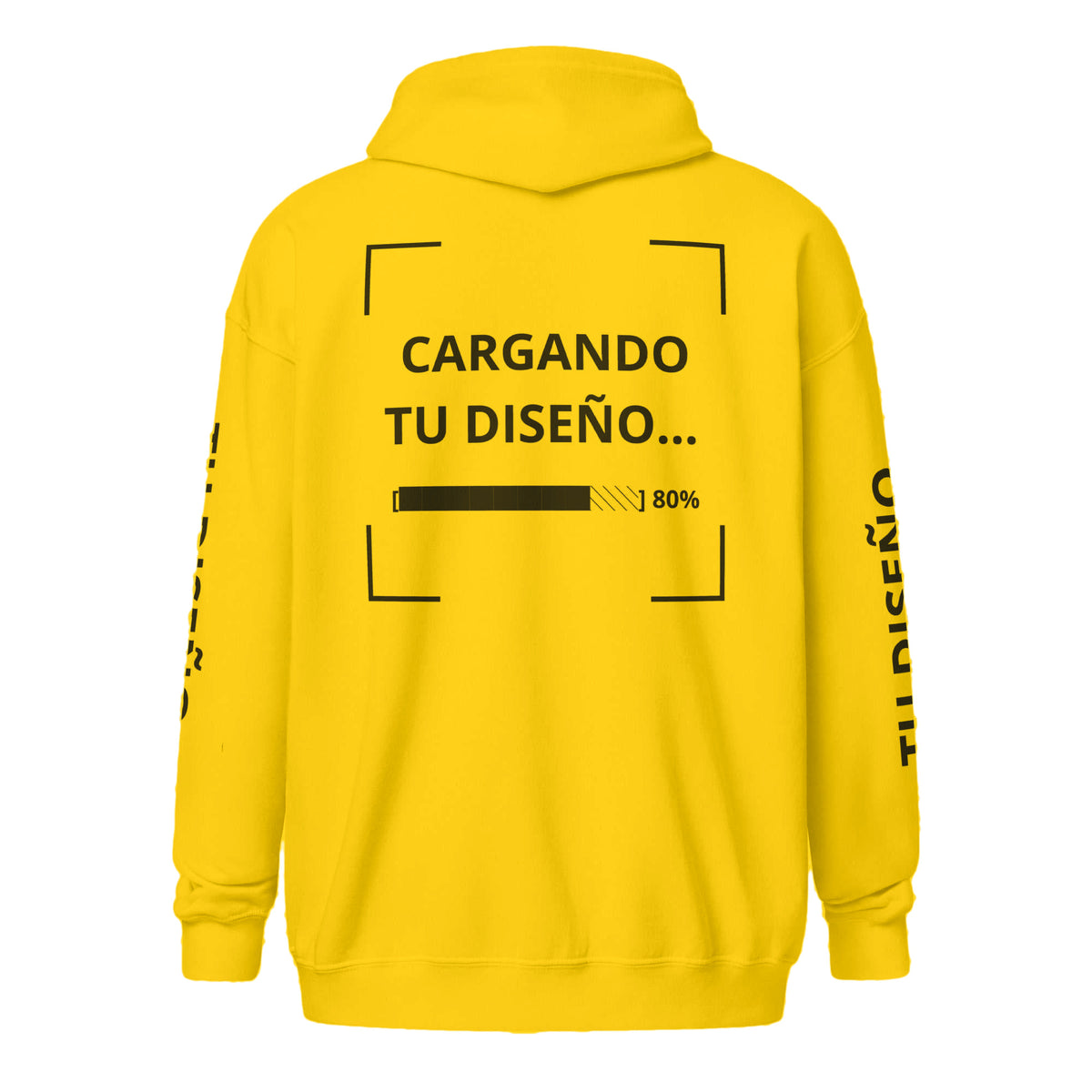 Hoodie Unisex con Zíper Amarillo personalizado en Guatemala – BrandLab – vista espalda