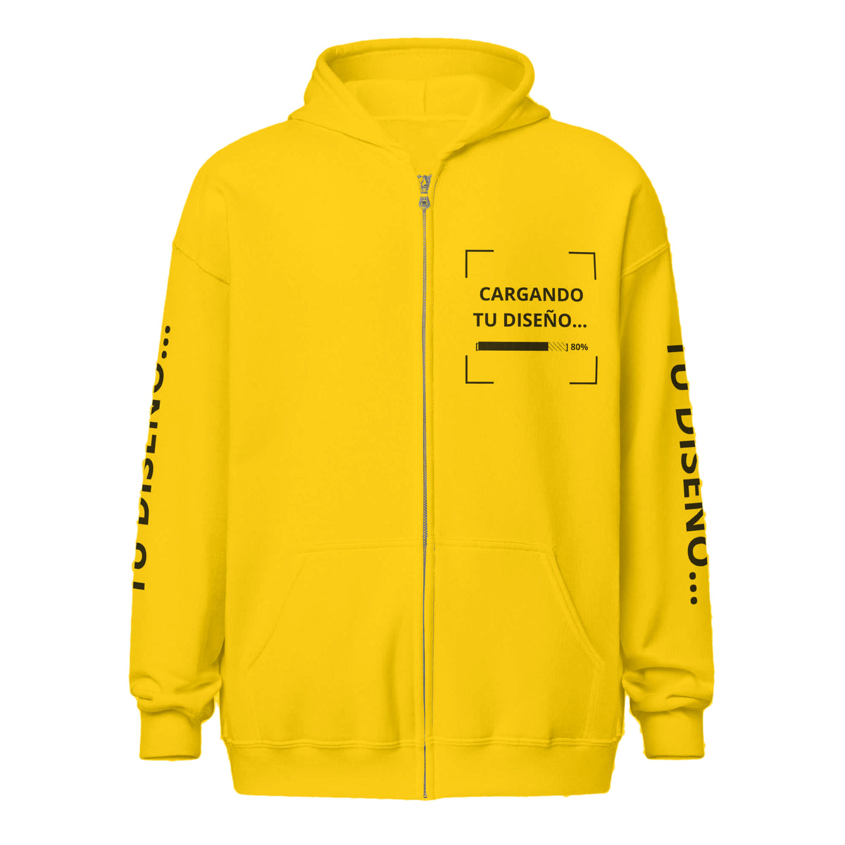 Hoodie Unisex con Zíper Amarillo personalizado en Guatemala – BrandLab – vista frente