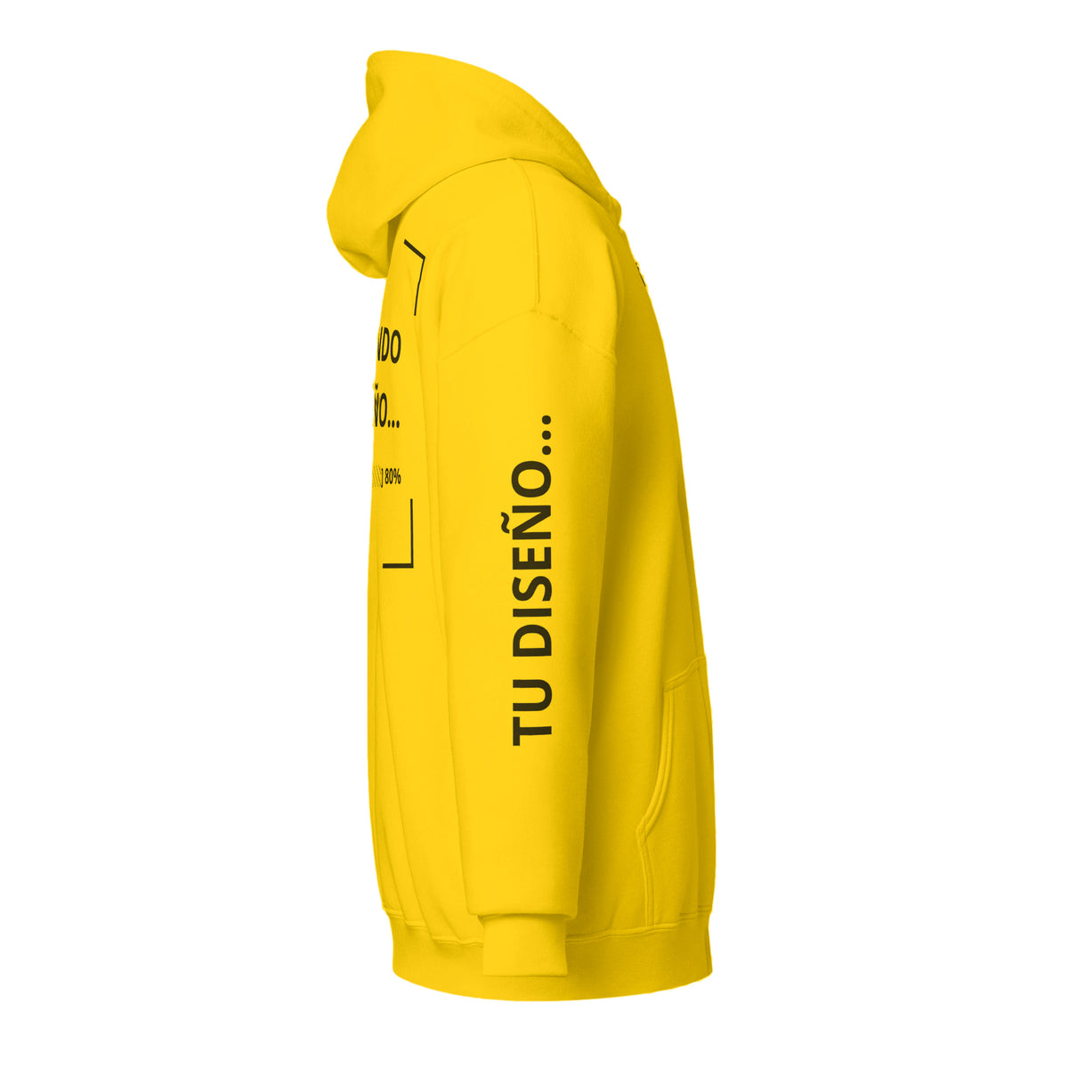 Hoodie Unisex con Zíper Amarillo personalizado en Guatemala – BrandLab – vista lateral derecho