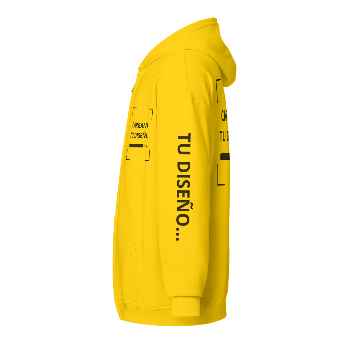 Hoodie Unisex con Zíper Amarillo personalizado en Guatemala – BrandLab – vista lateral izquierdo