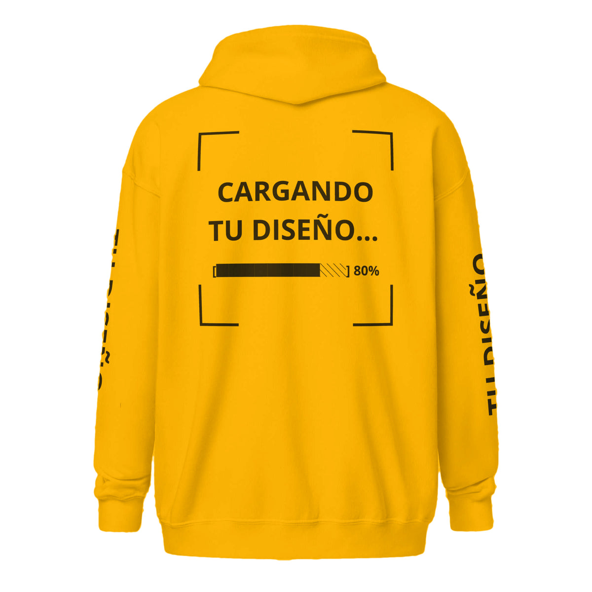 Hoodie Unisex con Zíper Amarillo Oro personalizado en Guatemala – BrandLab – vista espalda