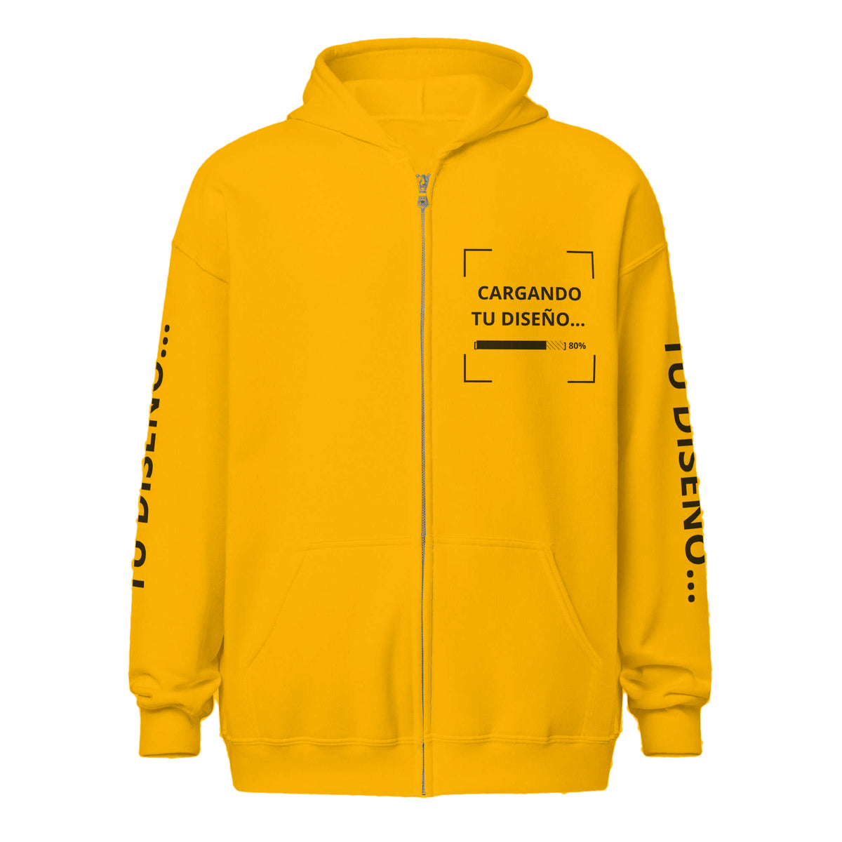 Hoodie Unisex con Zíper Amarillo Oro personalizado en Guatemala – BrandLab – vista frente