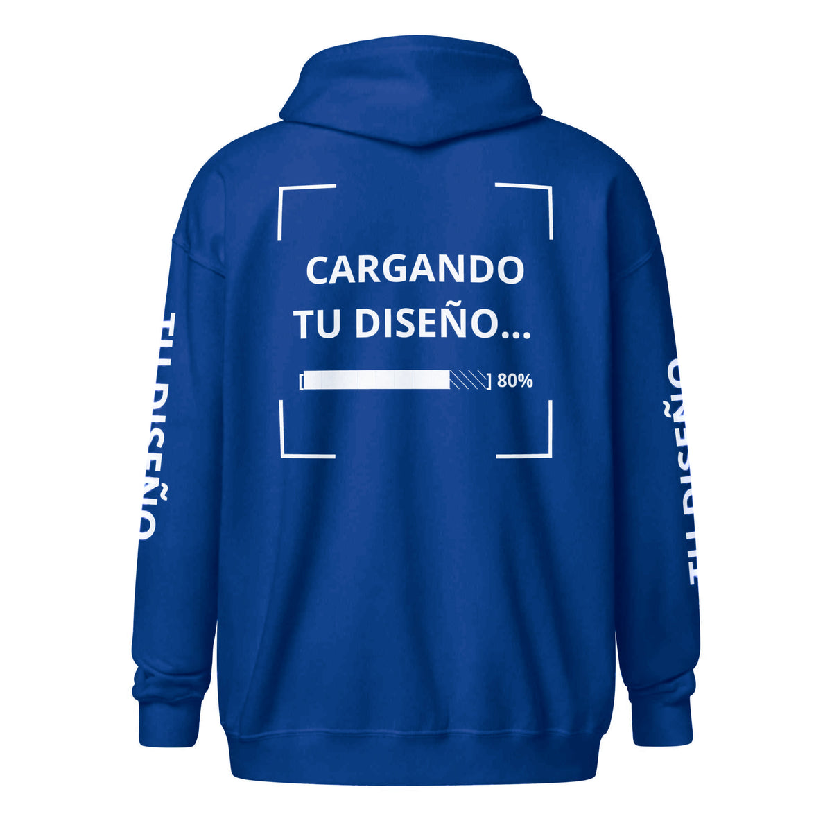 Hoodie Unisex con Zíper Azul Pavo personalizado en Guatemala – BrandLab – vista espalda
