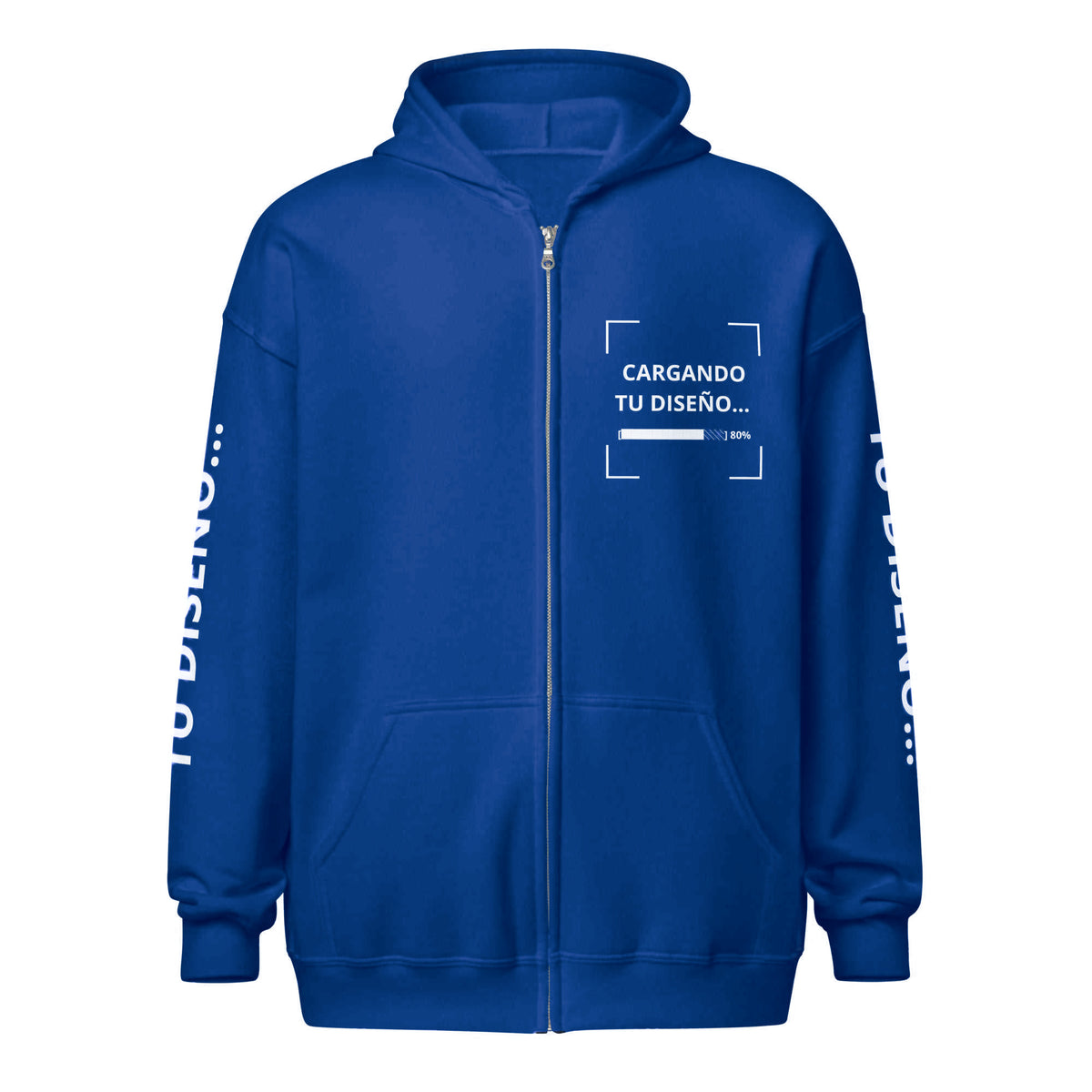 Hoodie Unisex con Zíper Azul Pavo personalizado en Guatemala – BrandLab – vista frente