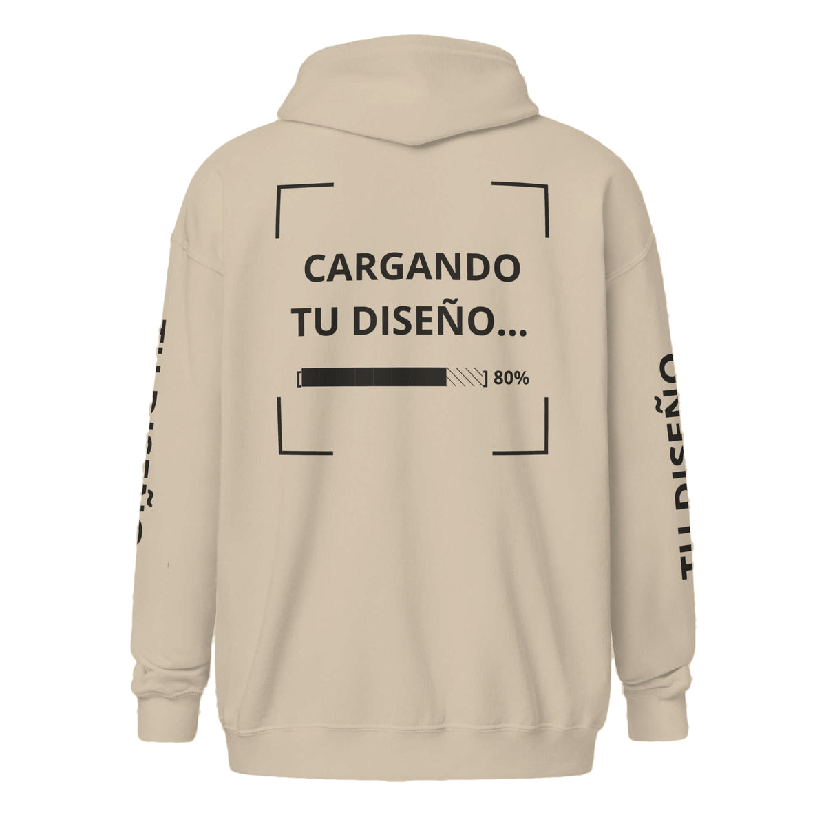 Hoodie Unisex con Zíper Beige personalizado en Guatemala – BrandLab – vista espalda