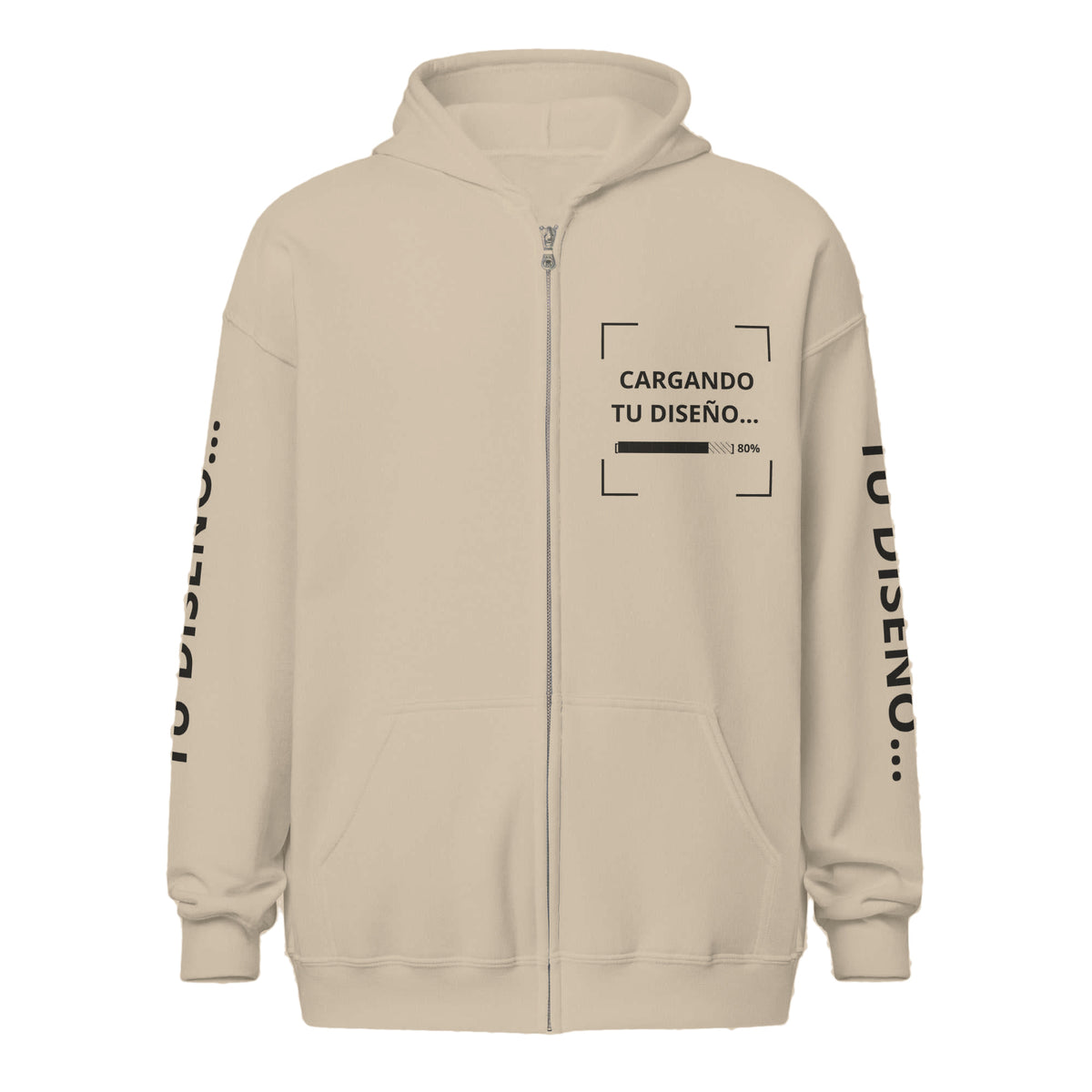 Hoodie Unisex con Zíper Beige personalizado en Guatemala – BrandLab – vista frente