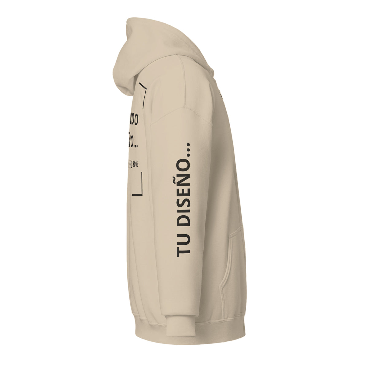Hoodie Unisex con Zíper Beige personalizado en Guatemala – BrandLab – vista lateral derecho