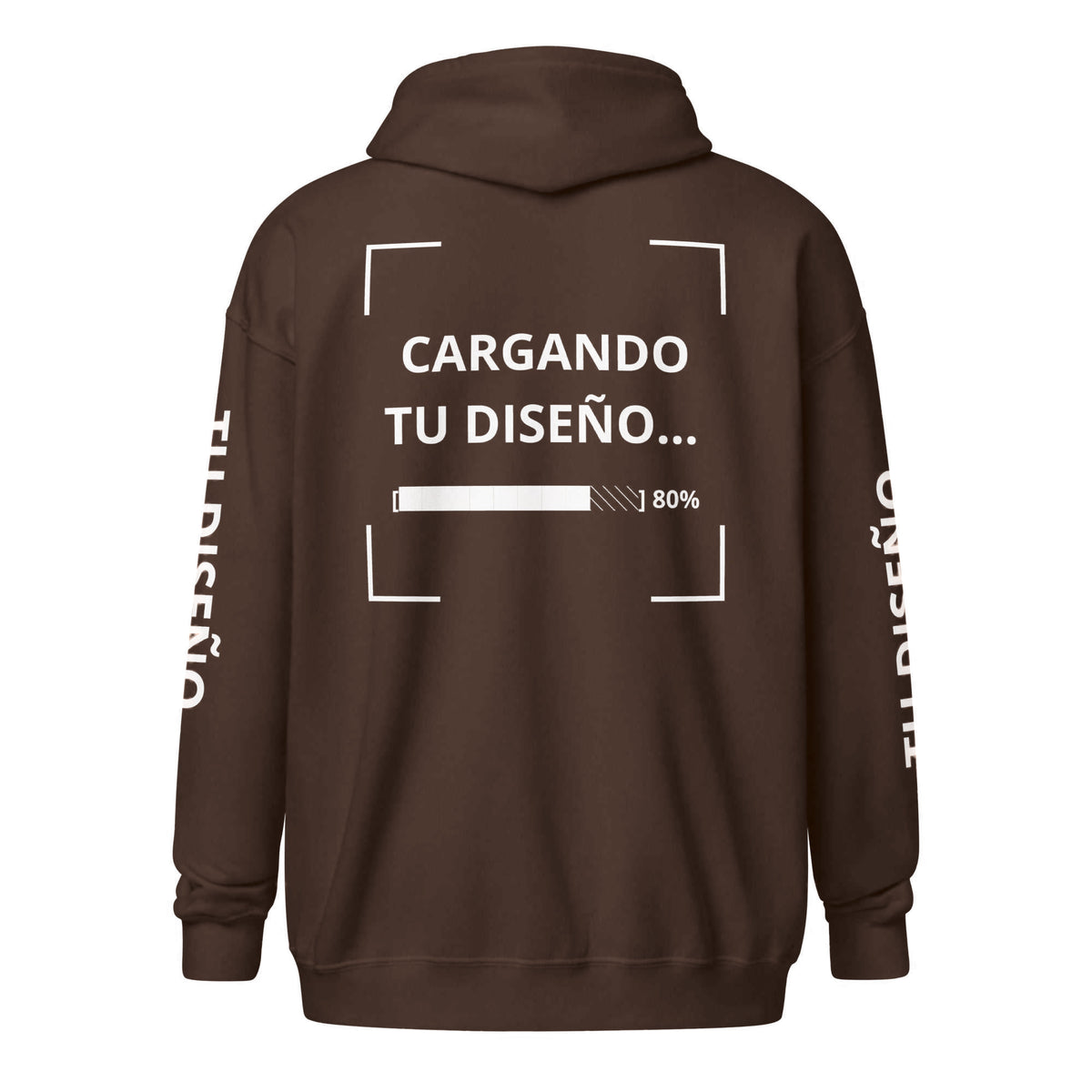 Hoodie Unisex con Zíper Café personalizado en Guatemala – BrandLab – vista espalda