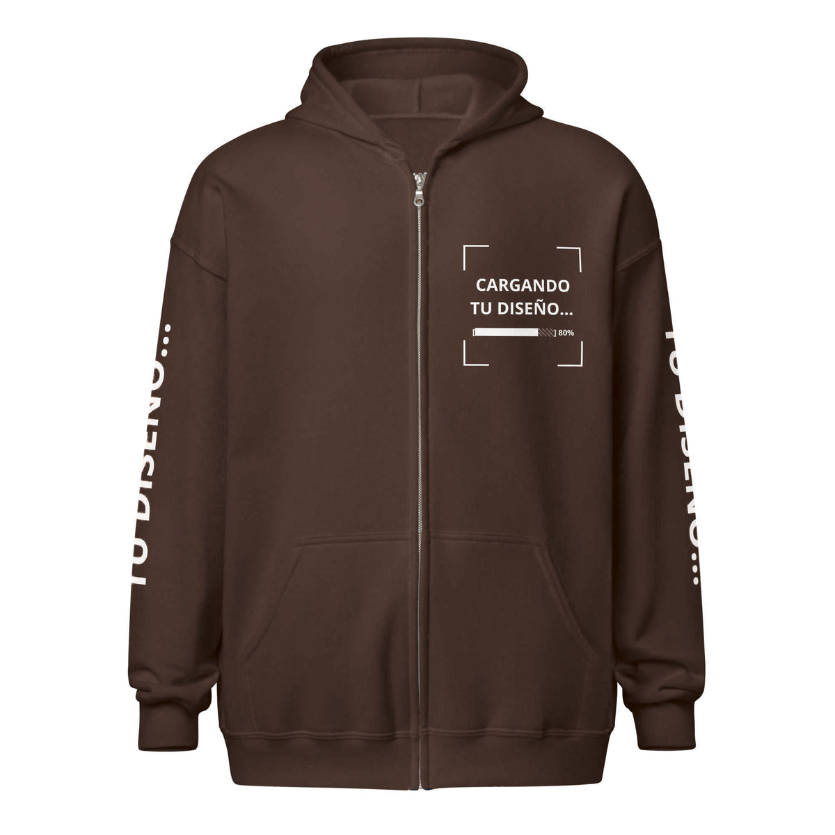 Hoodie Unisex con Zíper Café personalizado en Guatemala – BrandLab – vista frente