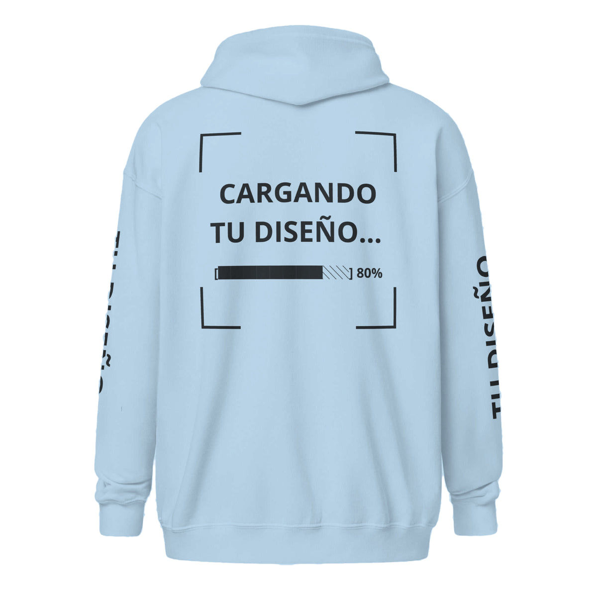 Hoodie Unisex con Zíper Celeste personalizado en Guatemala – BrandLab – vista espalda