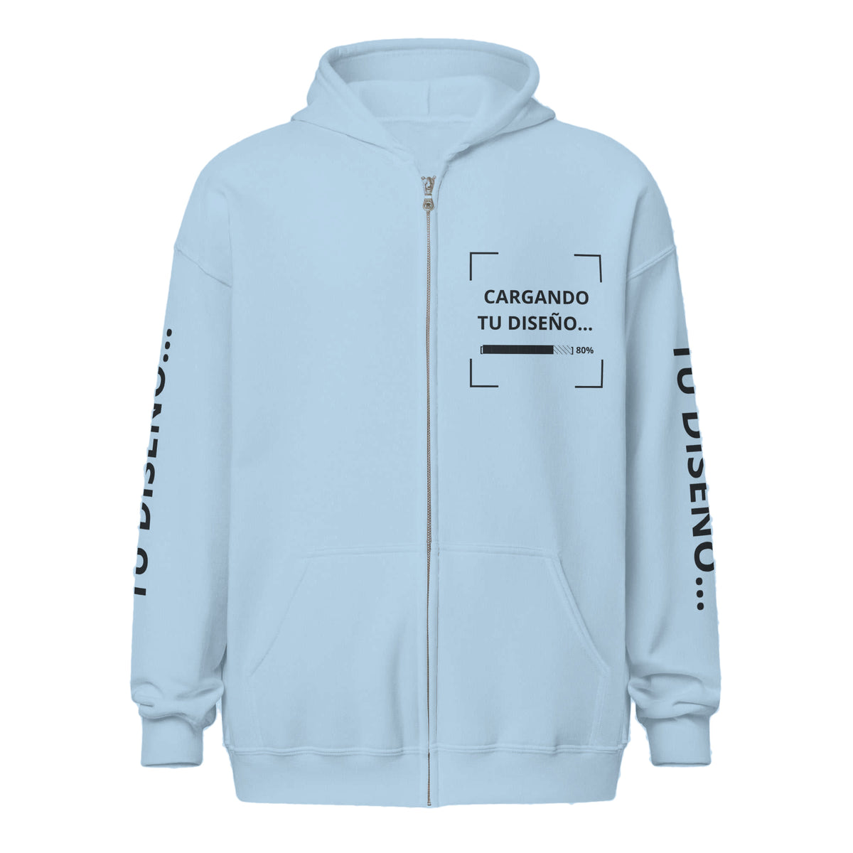 Hoodie Unisex con Zíper Celeste personalizado en Guatemala – BrandLab – vista frente