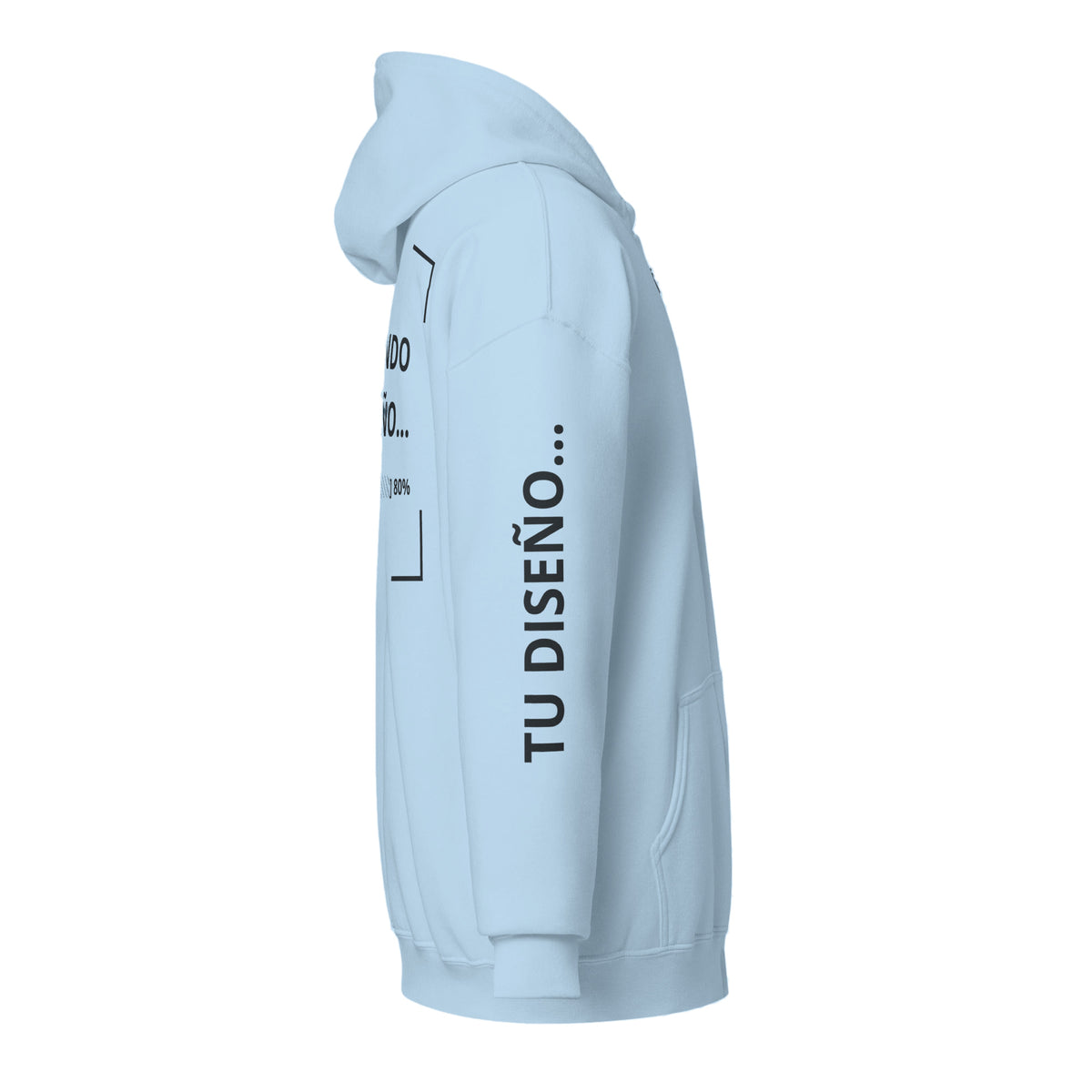 Hoodie Unisex con Zíper Celeste personalizado en Guatemala – BrandLab – vista lateral derecho