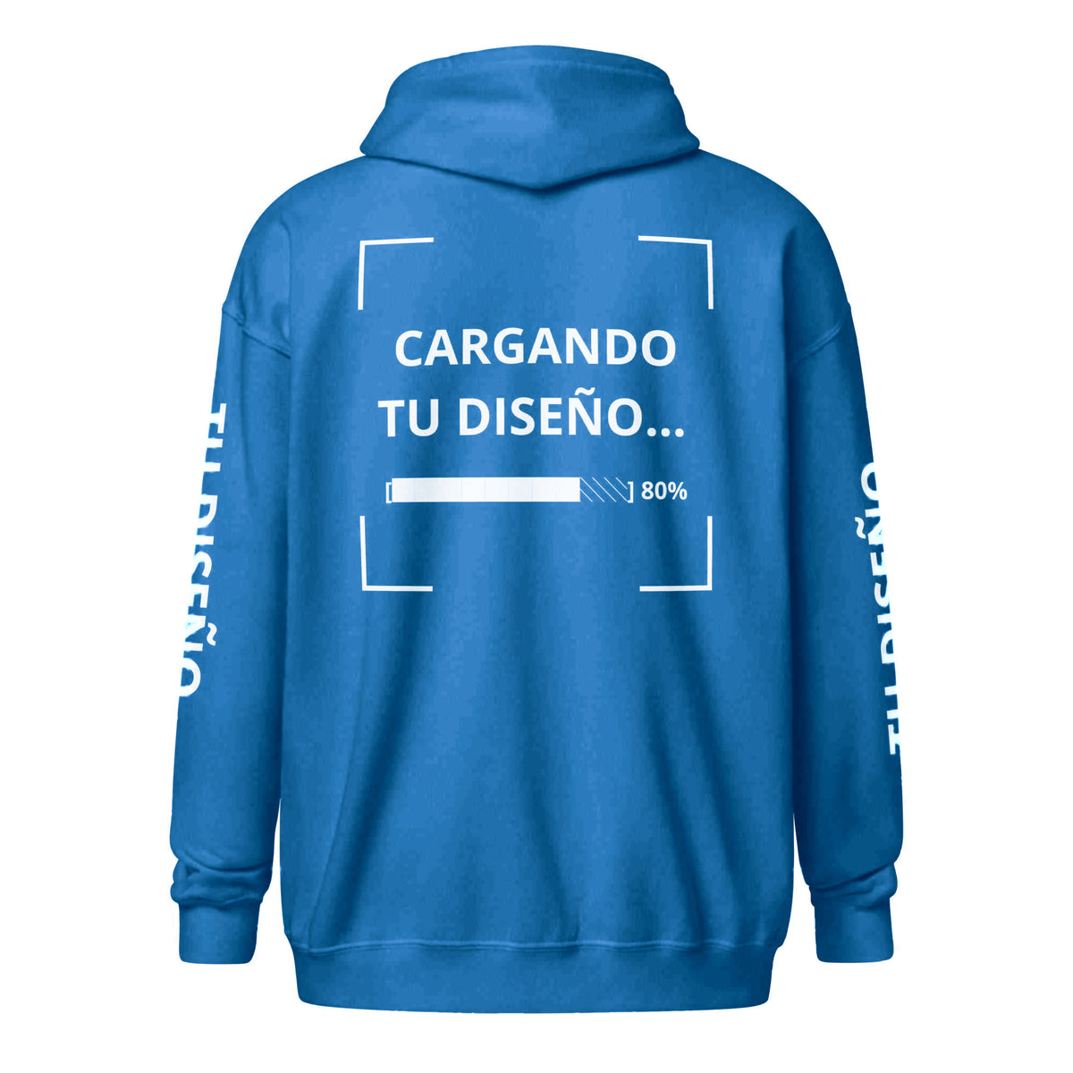 Hoodie Unisex con Zíper Celeste Oscuro personalizado en Guatemala – BrandLab – vista espalda
