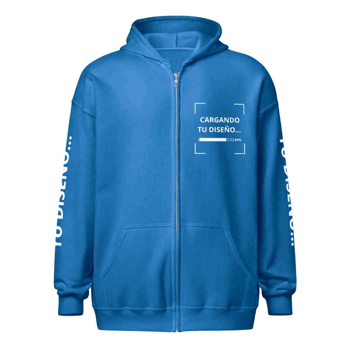Hoodie Unisex con Zíper Celeste Oscuro personalizado en Guatemala – BrandLab – vista frente