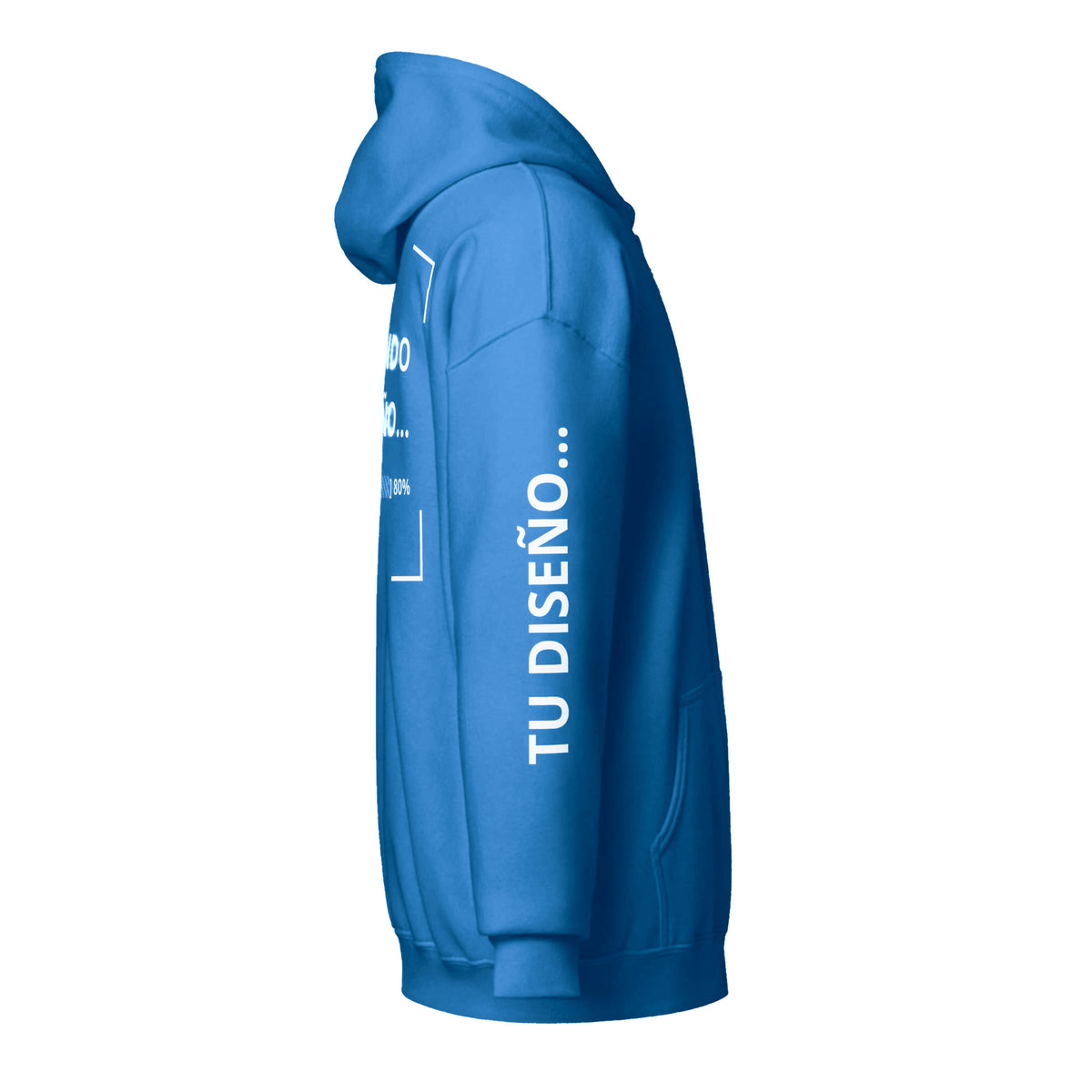 Hoodie Unisex con Zíper Celeste Oscuro personalizado en Guatemala – BrandLab – vista lateral derecho
