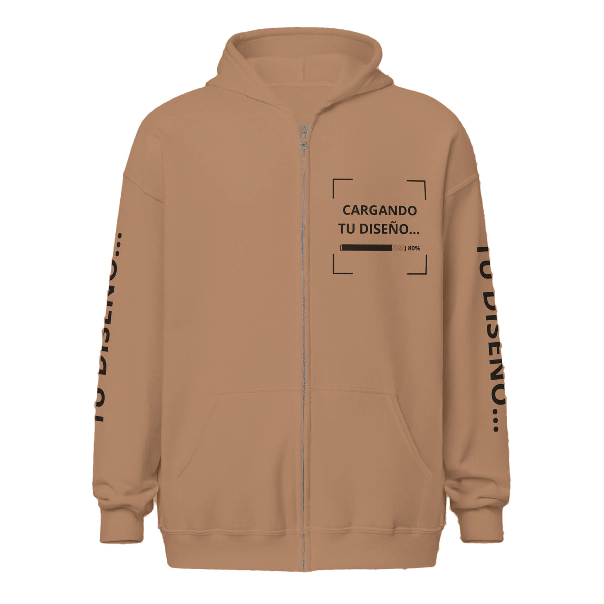 Hoodie Unisex con Zíper Cocoa personalizado en Guatemala – BrandLab – vista frente