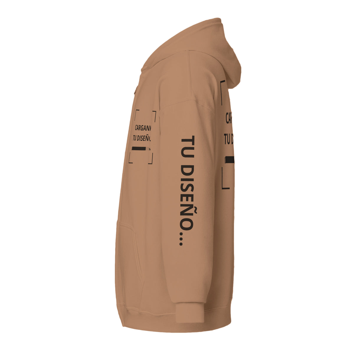 Hoodie Unisex con Zíper Cocoa personalizado en Guatemala – BrandLab – vista lateral izquierdo