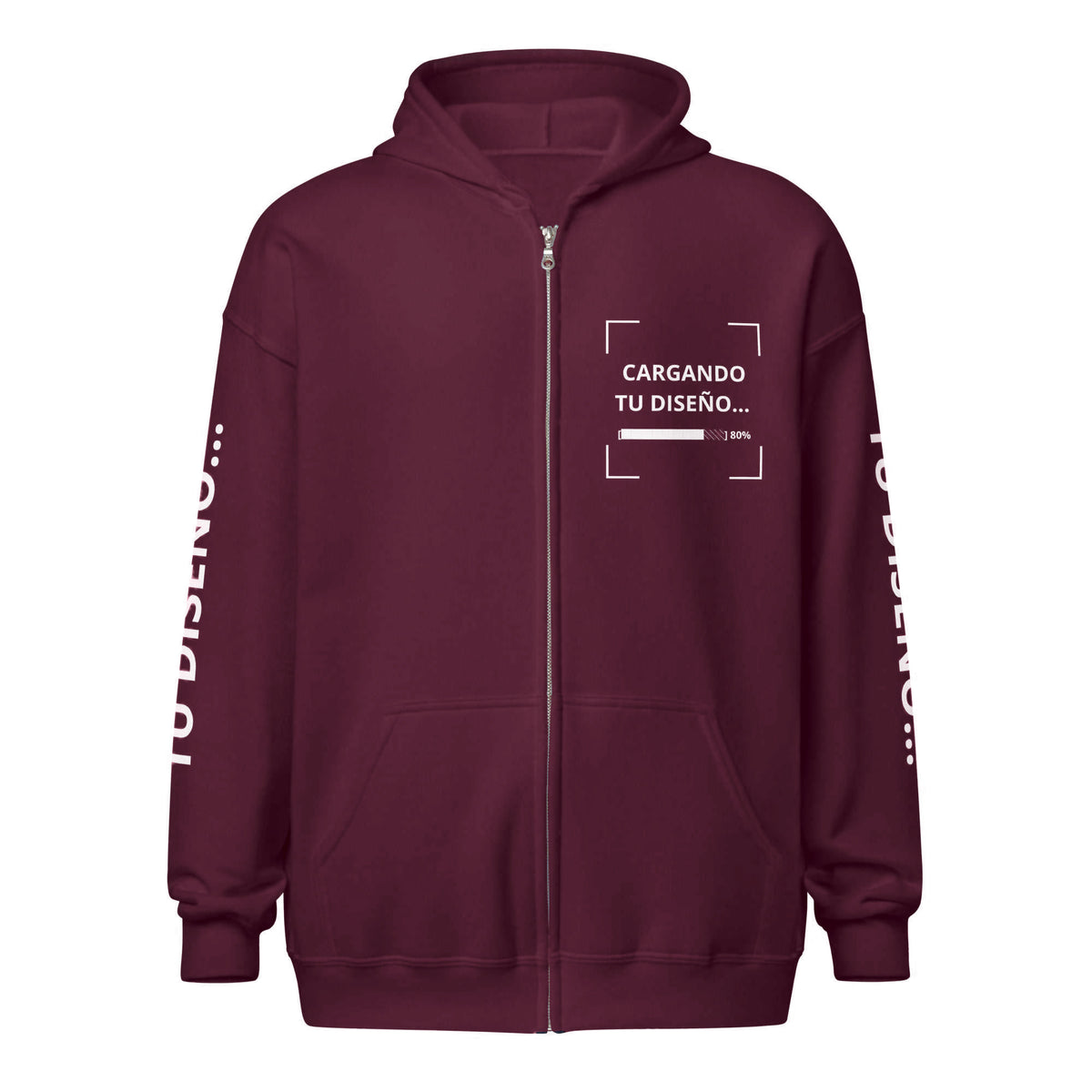 Hoodie Unisex con Zíper Corinto personalizado en Guatemala – BrandLab – vista frente