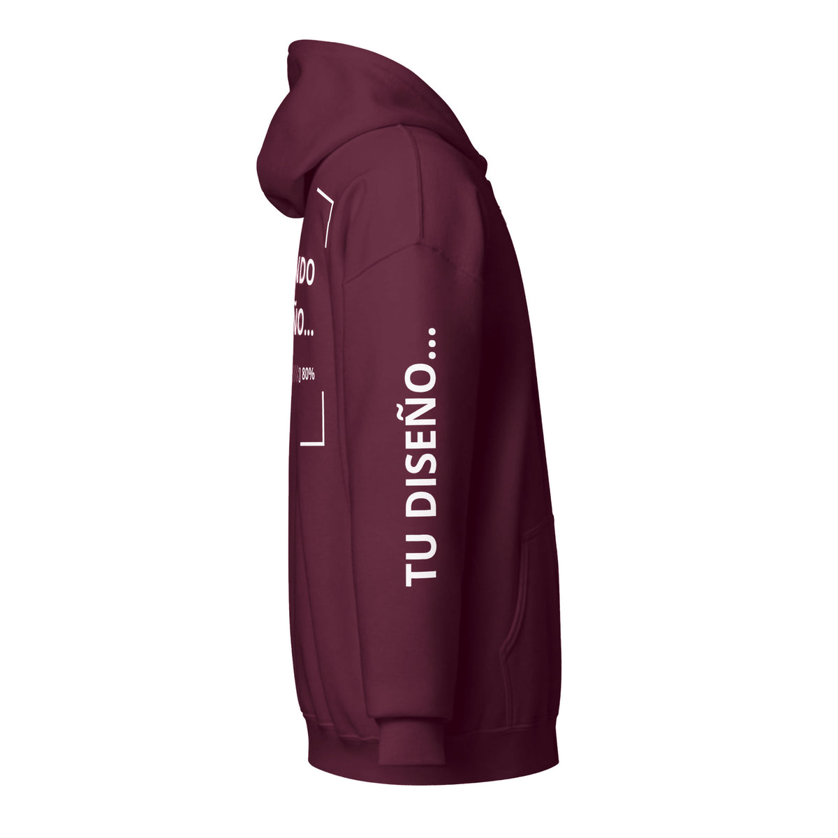 Hoodie Unisex con Zíper Corinto personalizado en Guatemala – BrandLab – vista lateral derecho