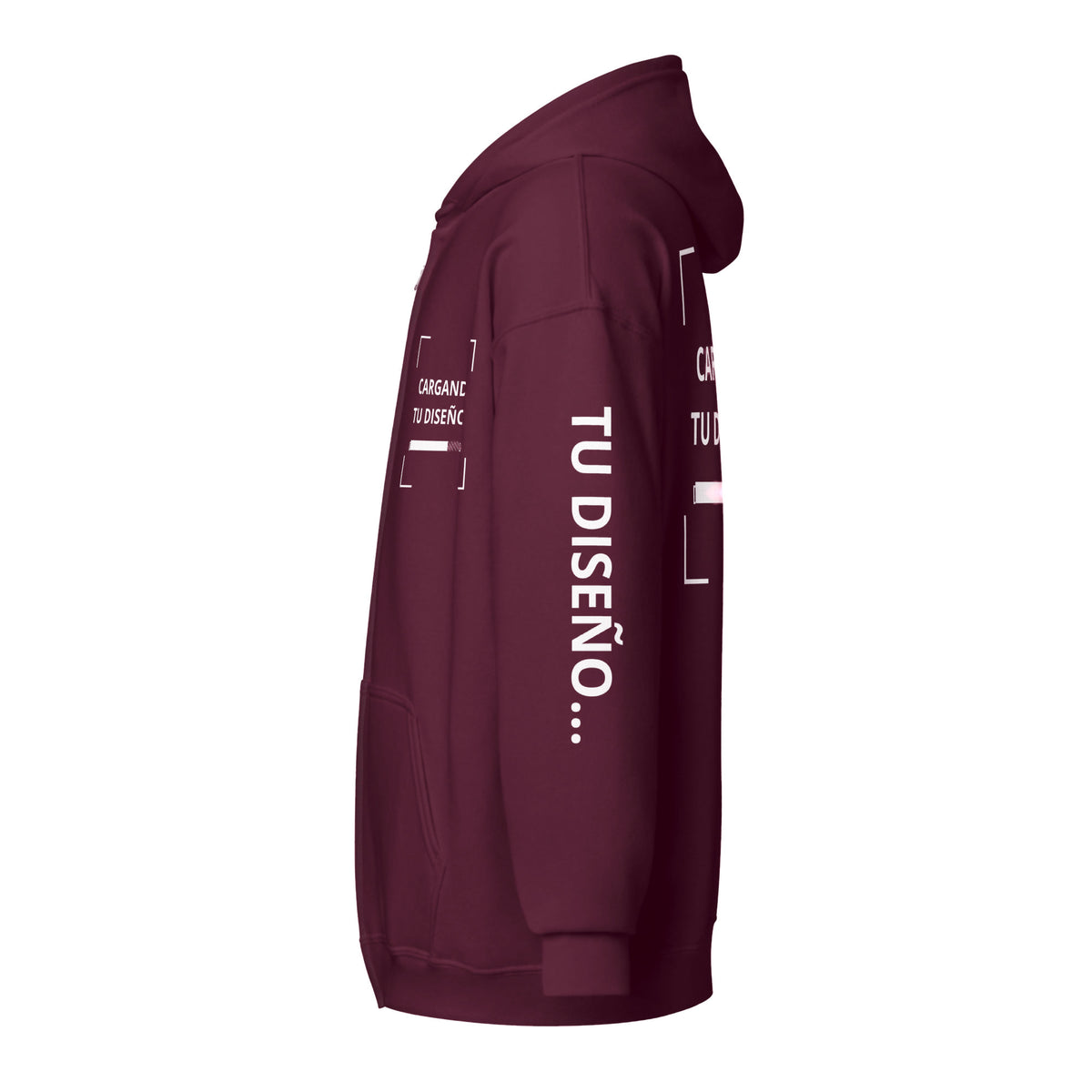 Hoodie Unisex con Zíper Corinto personalizado en Guatemala – BrandLab – vista lateral izquierdo