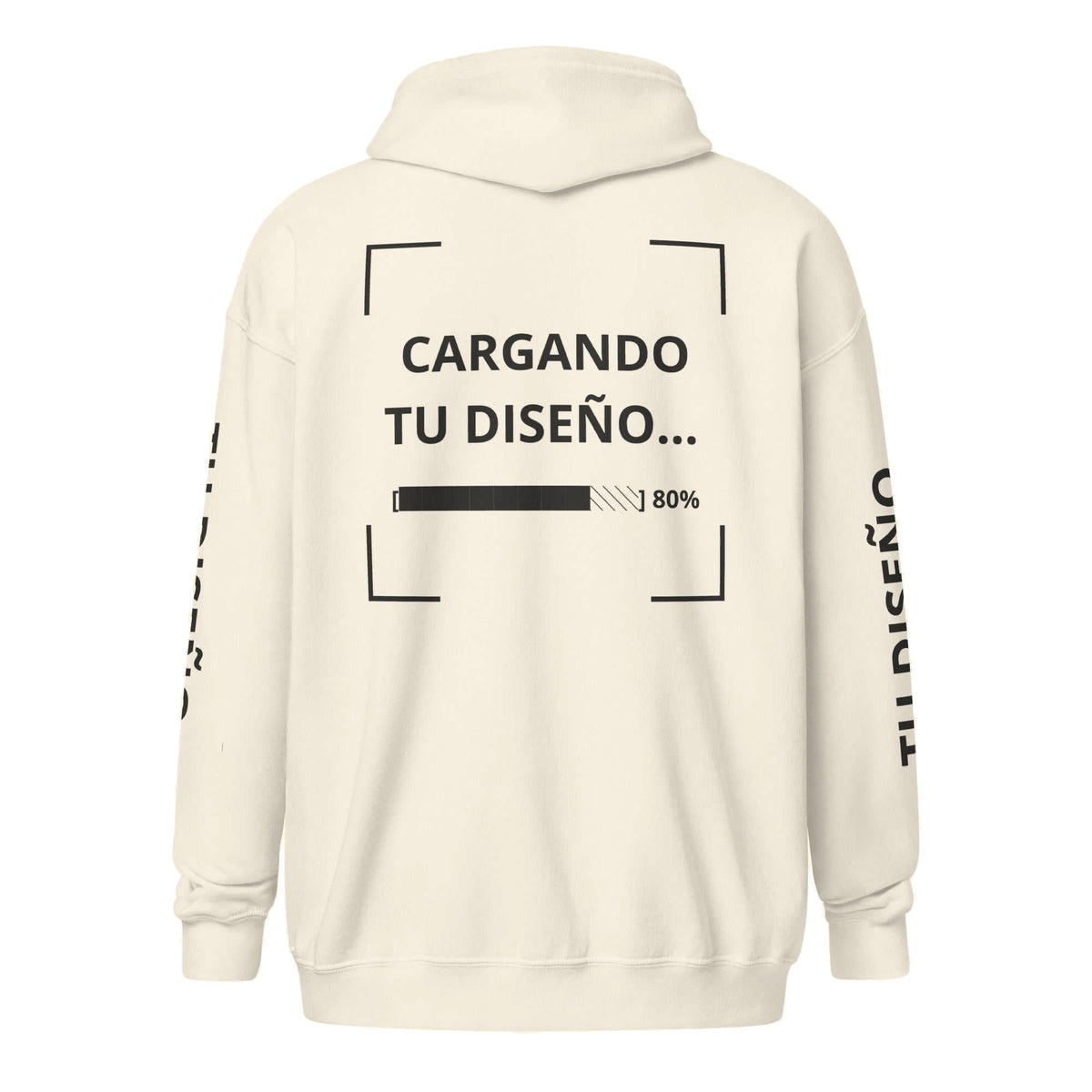 Hoodie Unisex con Zíper Crema personalizado en Guatemala – BrandLab – vista espalda
