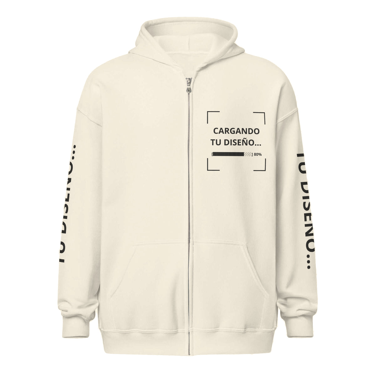 Hoodie Unisex con Zíper Crema personalizado en Guatemala – BrandLab – vista frente