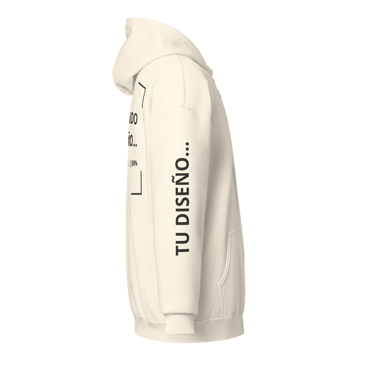 Hoodie Unisex con Zíper Crema personalizado en Guatemala – BrandLab – vista lateral derecho