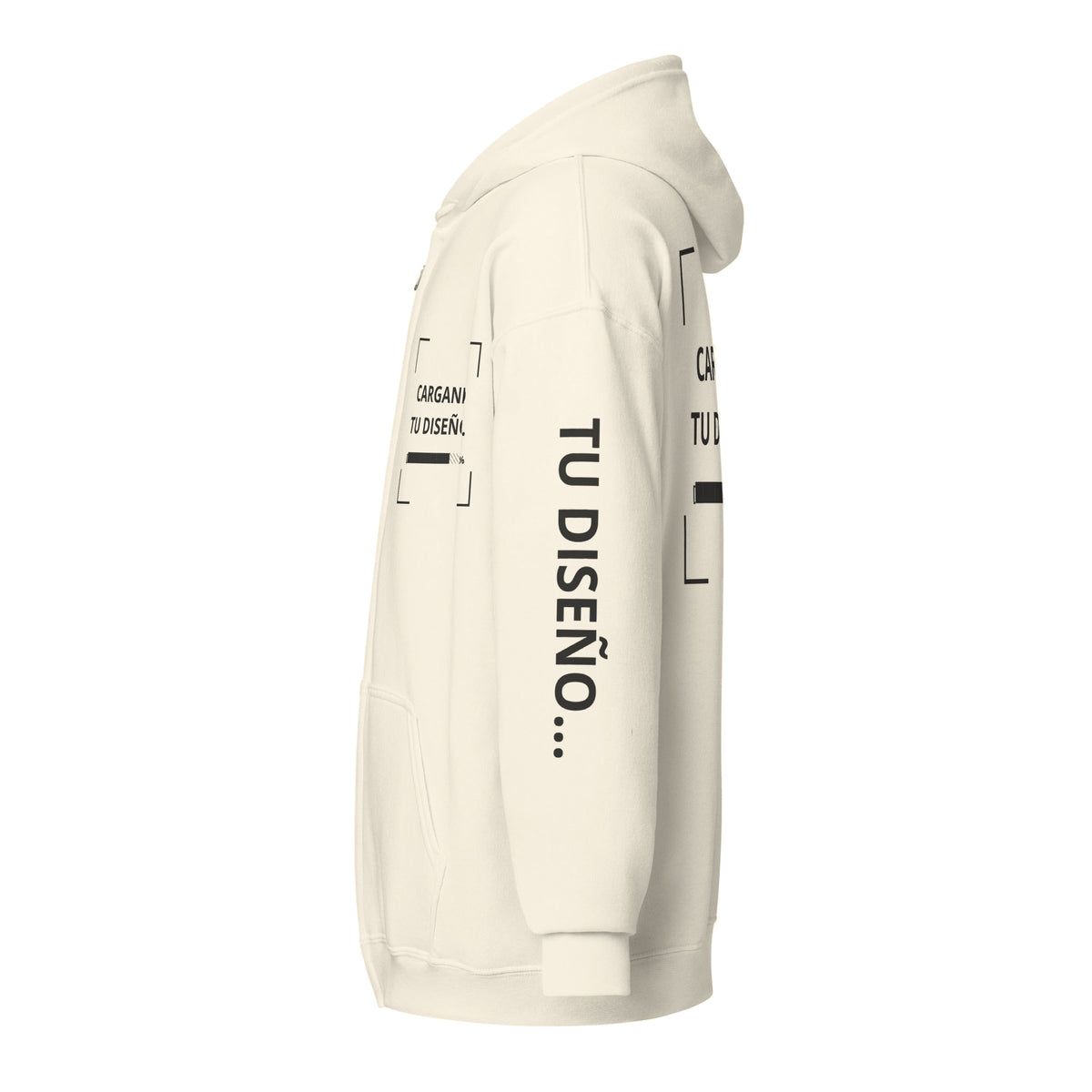 Hoodie Unisex con Zíper Crema personalizado en Guatemala – BrandLab – vista lateral izquierdo
