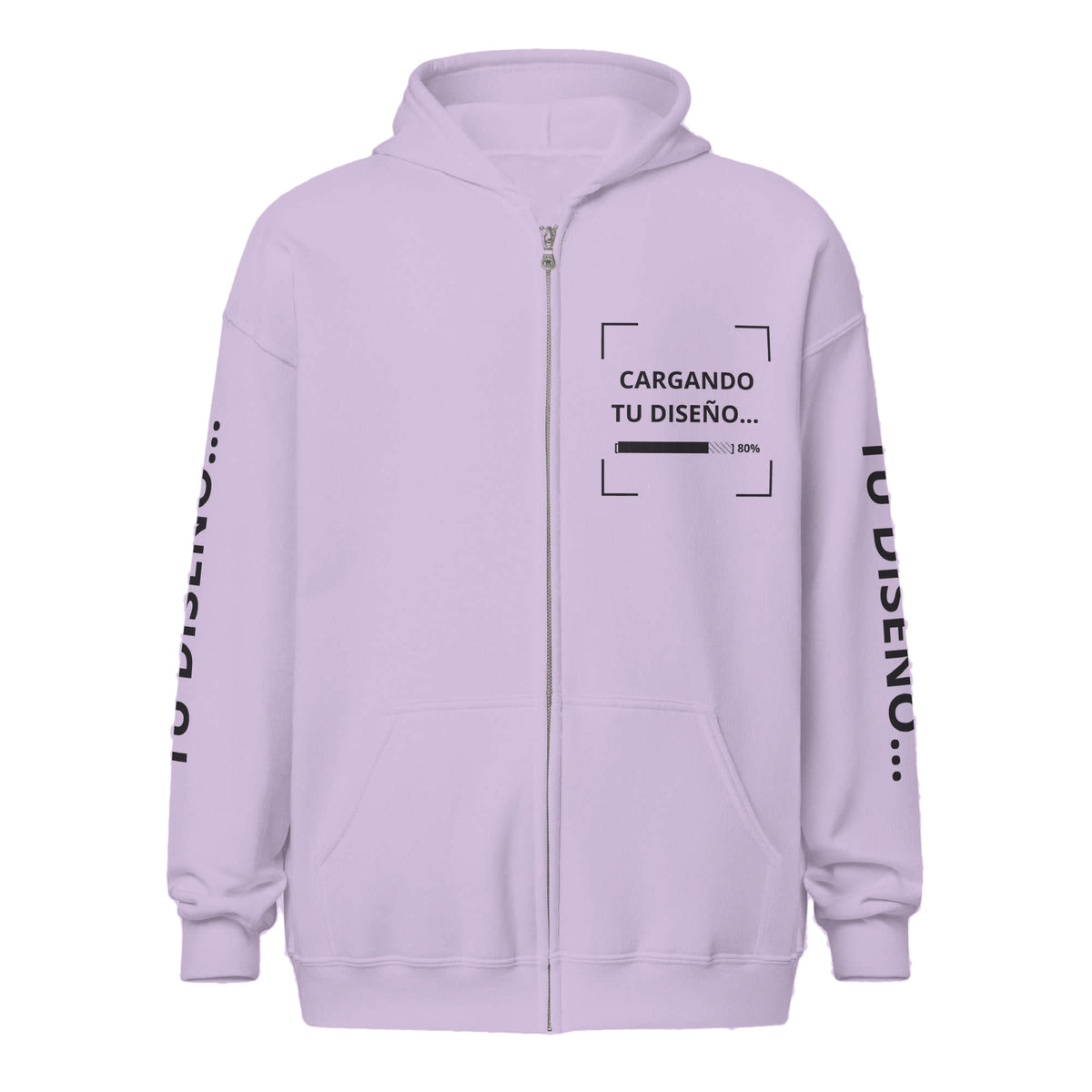 Hoodie Unisex con Zíper Lila personalizado en Guatemala – BrandLab – vista frente