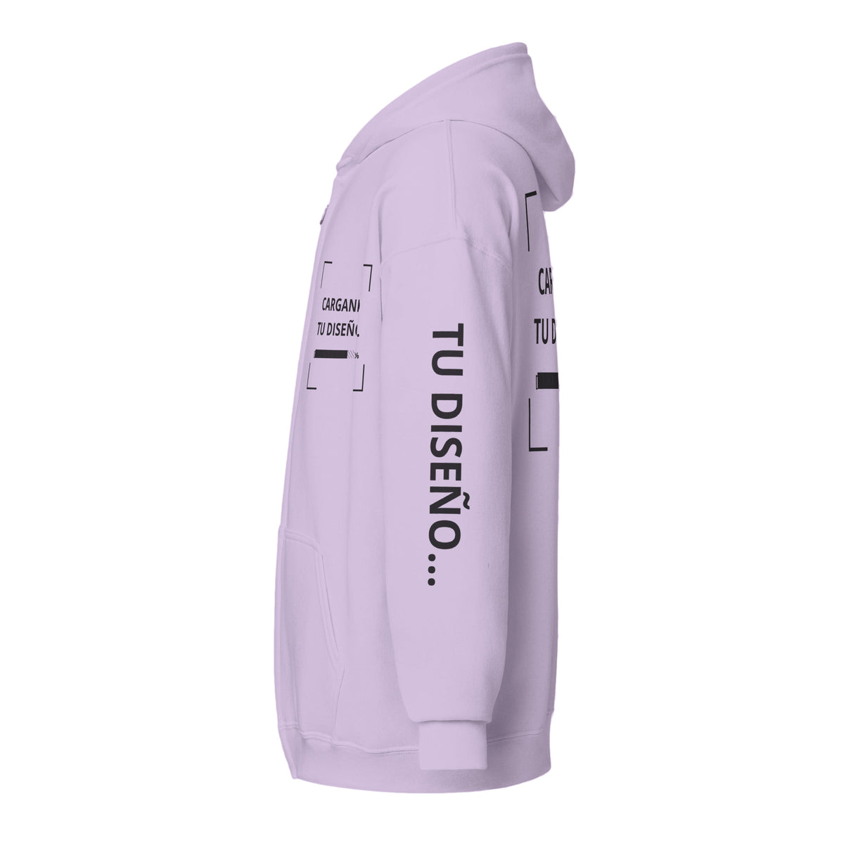Hoodie Unisex con Zíper Lila personalizado en Guatemala – BrandLab – vista lateral izquierdo