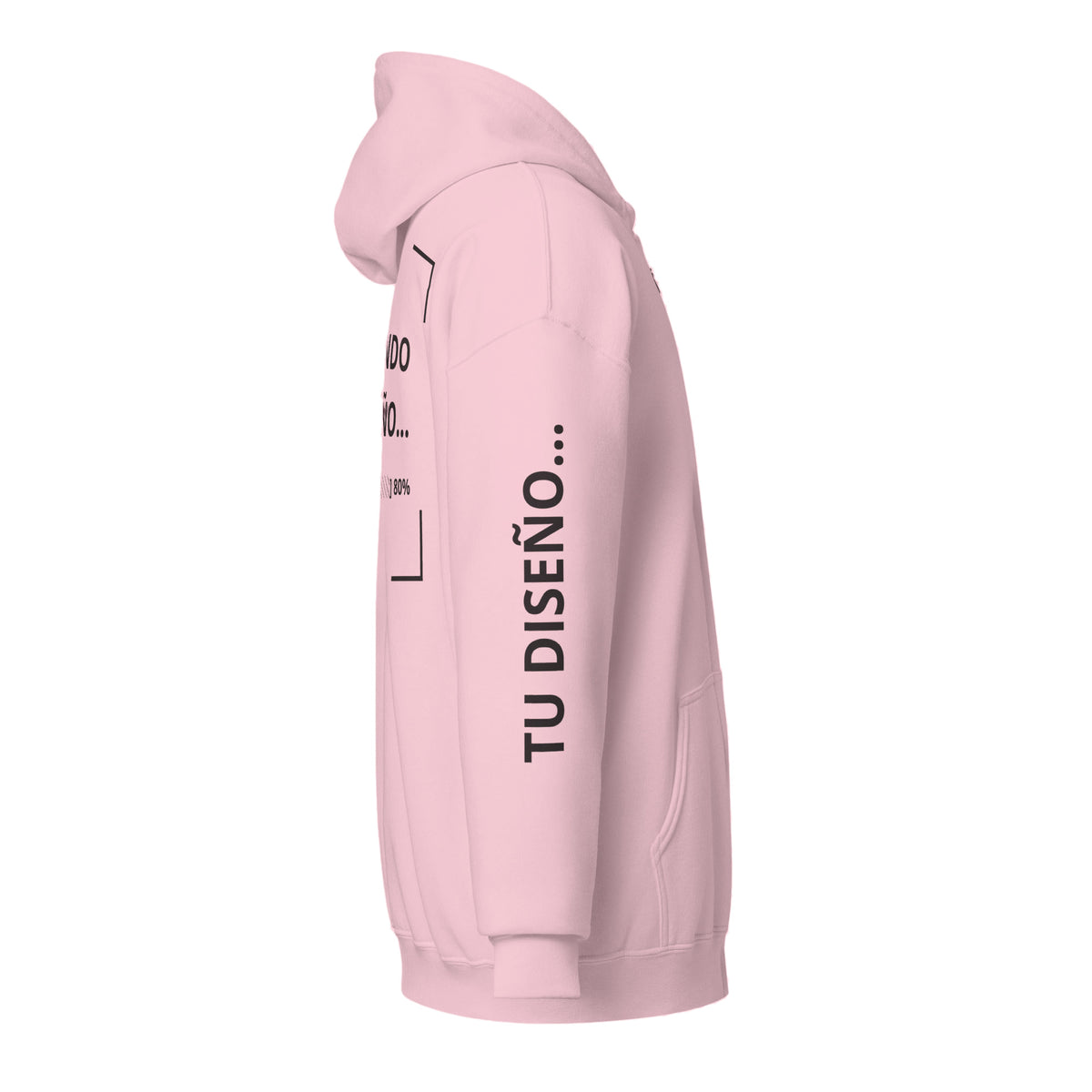 Hoodie Unisex con Zíper Rosa personalizado en Guatemala – BrandLab – vista lateral derecho