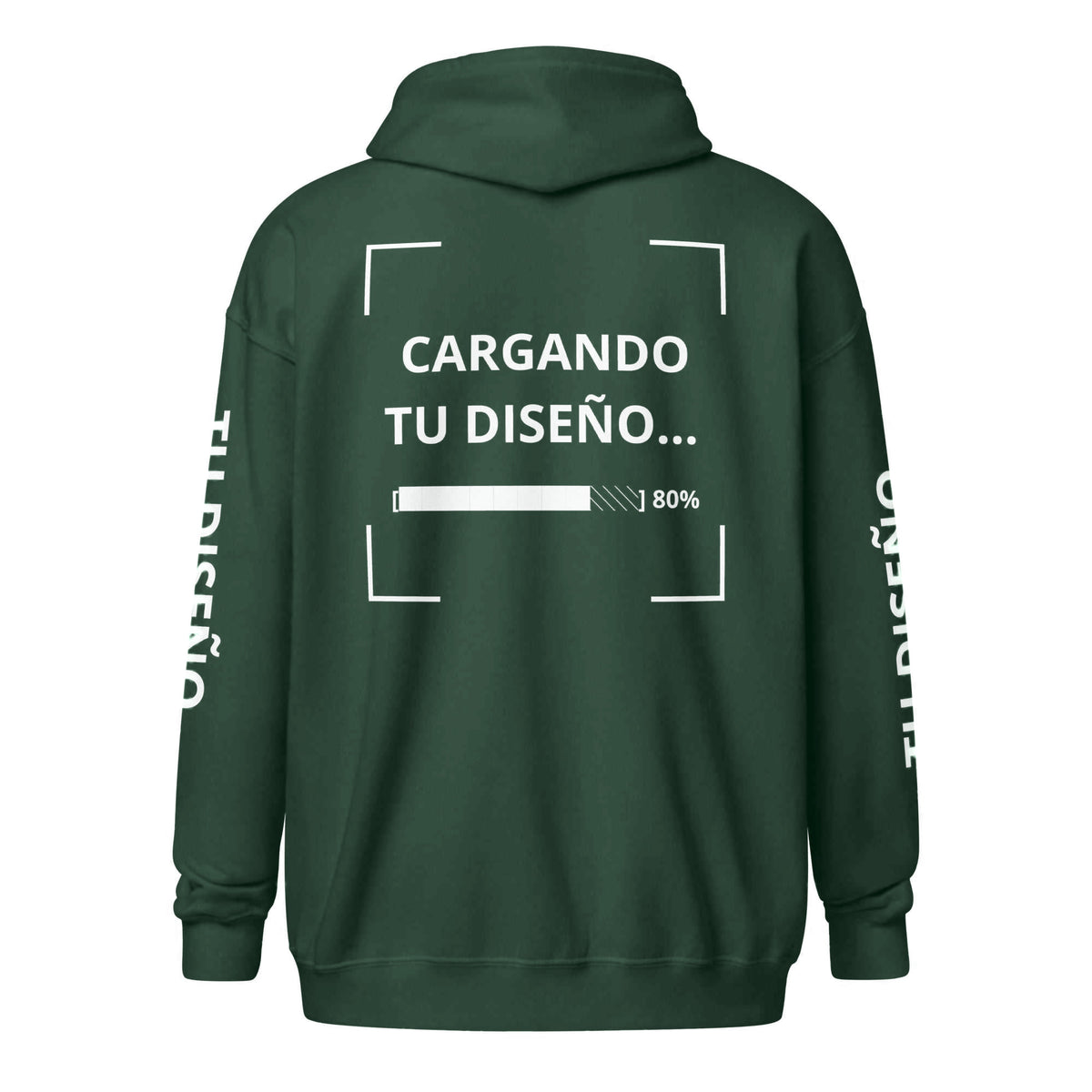 Hoodie Unisex con Zíper Verde personalizado en Guatemala – BrandLab – vista espalda