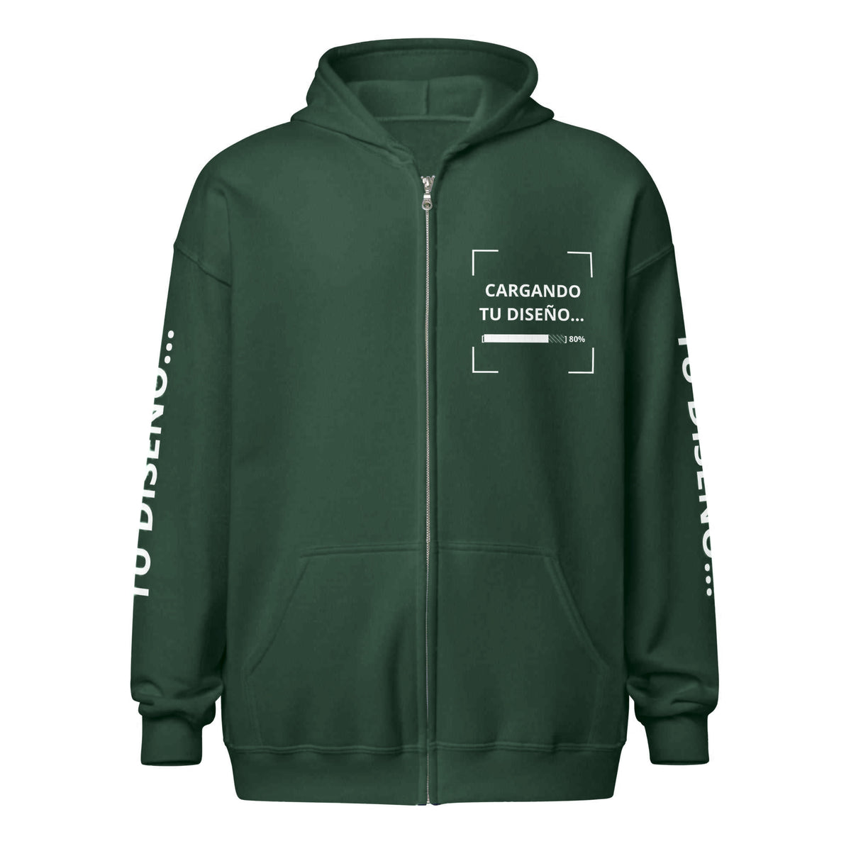 Hoodie Unisex con Zíper Verde personalizado en Guatemala – BrandLab – vista frente