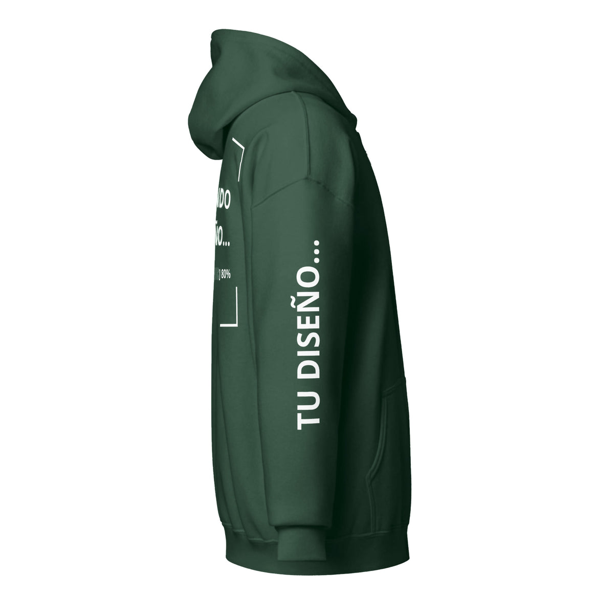 Hoodie Unisex con Zíper Verde personalizado en Guatemala – BrandLab – vista lateral derecho