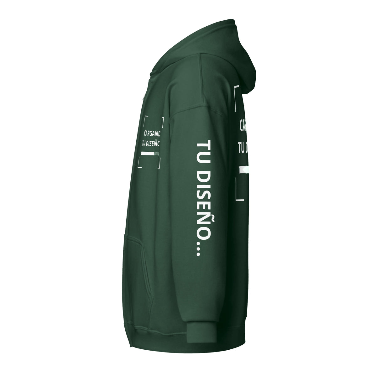 Hoodie Unisex con Zíper Verde personalizado en Guatemala – BrandLab – vista lateral izquierdo