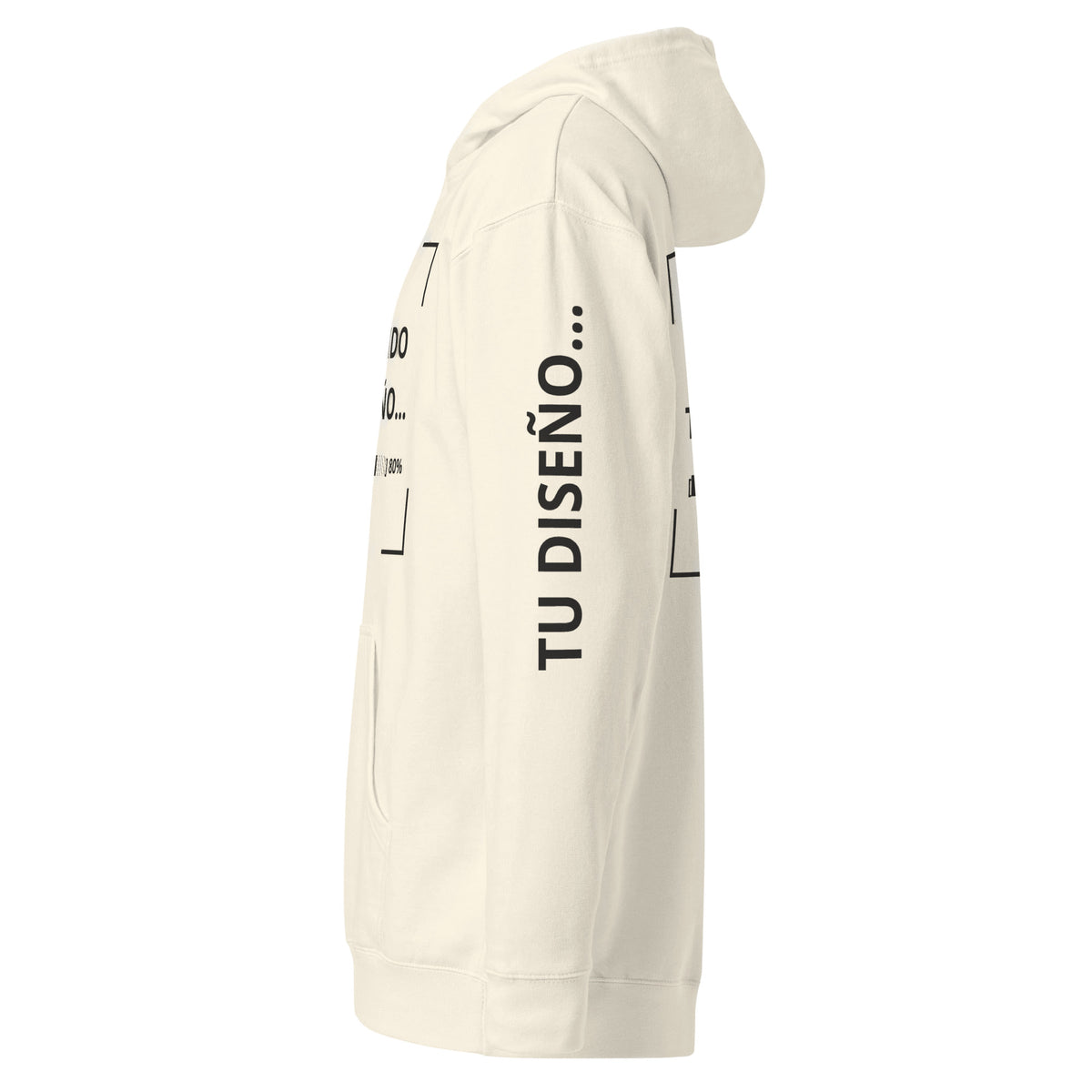 Hoodie Unisex Crema personalizado en Guatemala – BrandLab – vista lateral izquierdo