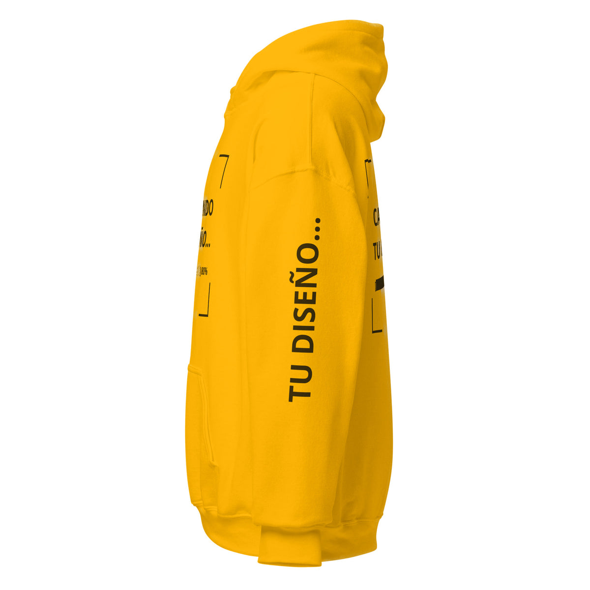 Hoodie Unisex Oversize Amarillo Oro personalizado en Guatemala – BrandLab – vista lateral izquierdo