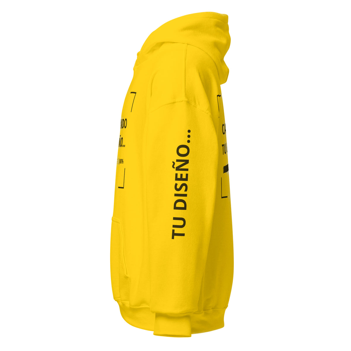Hoodie Unisex Oversize Amarillo personalizado en Guatemala – BrandLab – vista lateral izquierdo