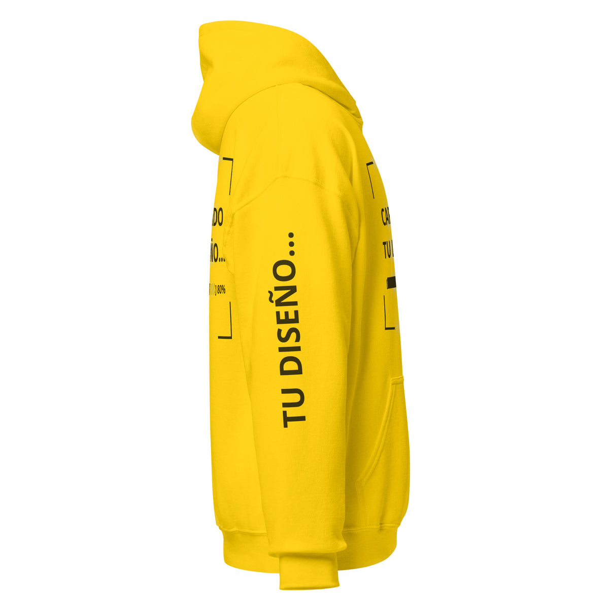 Hoodie Unisex Oversize Amarillo personalizado en Guatemala – BrandLab – vista lateral derecho