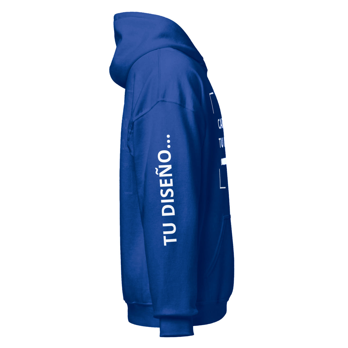 Hoodie Unisex Oversize Azul Pavo personalizado en Guatemala – BrandLab – vista lateral derecho